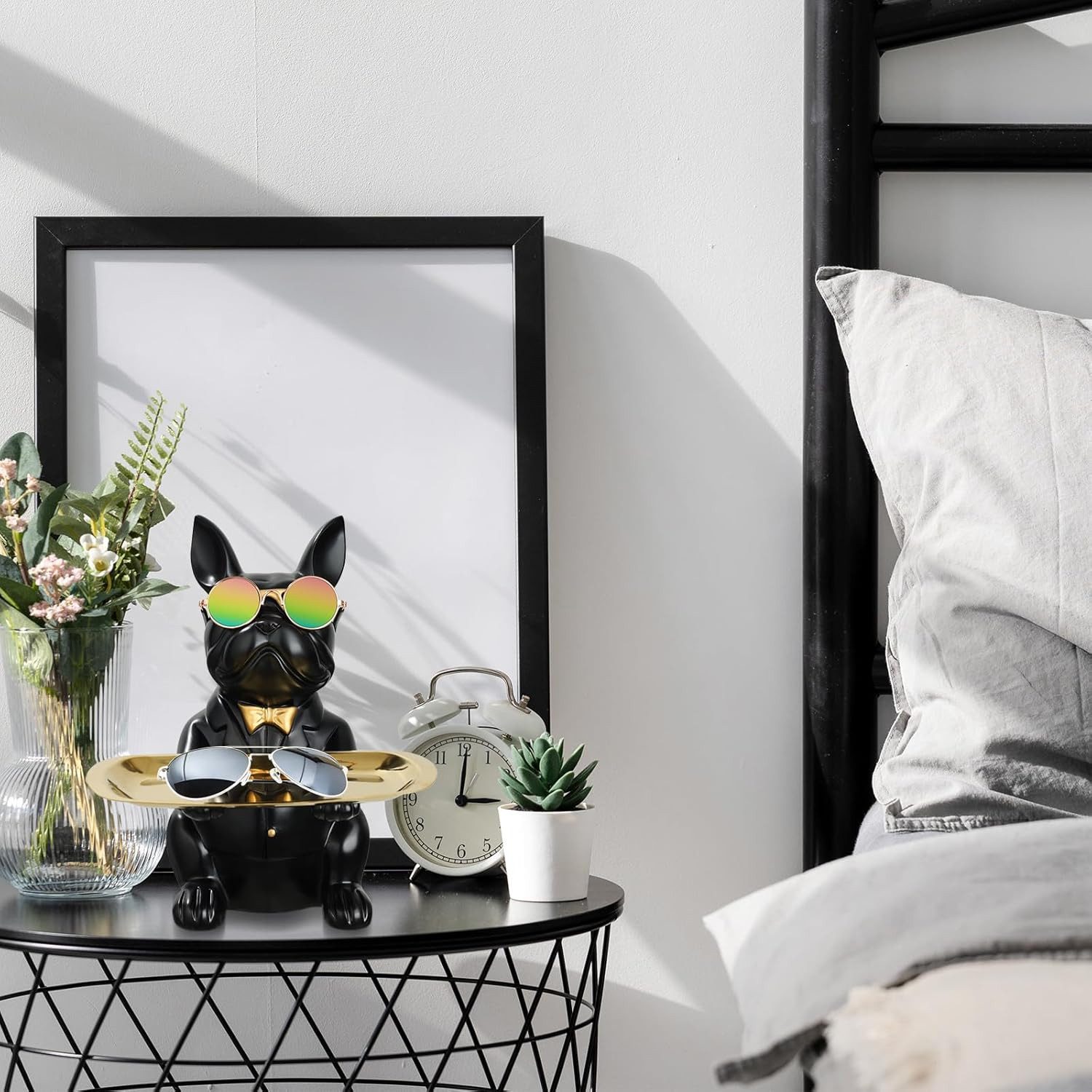 Holz Lichter Tierfigur Französische Bulldogge Figur Schlüssel Schale Schmuc günstig online kaufen