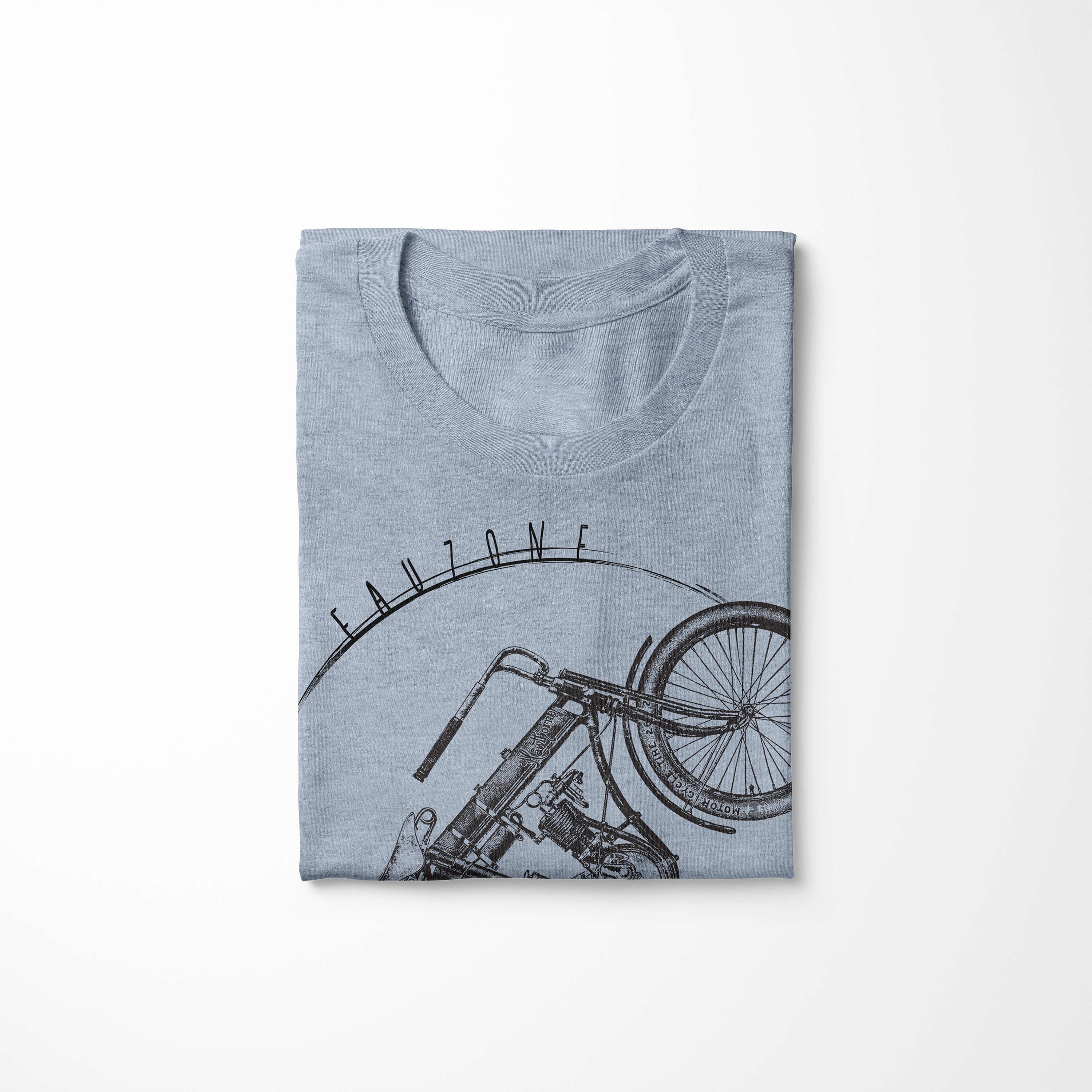 Sinus Stonewash T-Shirt Denim T-Shirt Art Motorrad Herren Vintage