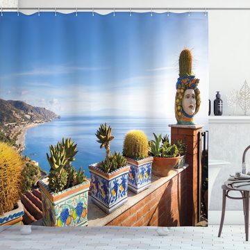 Abakuhaus Duschvorhang Moderner Digitaldruck mit 12 Haken auf Stoff Wasser Resistent Breite 175 cm, Höhe 180 cm, Sizilien Taormina Küste Foto