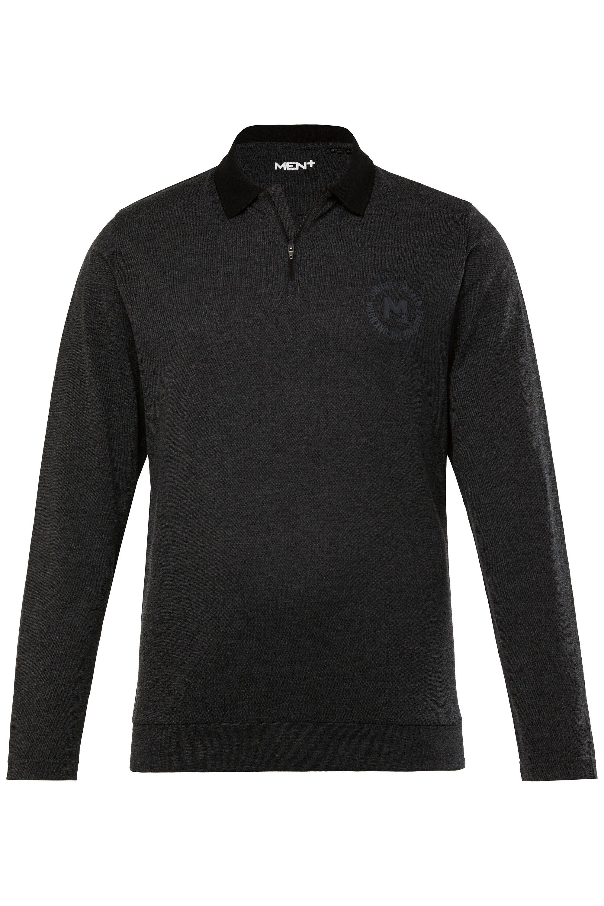 Men Plus Poloshirt Men+ Poloshirt Bauchfit Langarm Piqué Zipper günstig online kaufen