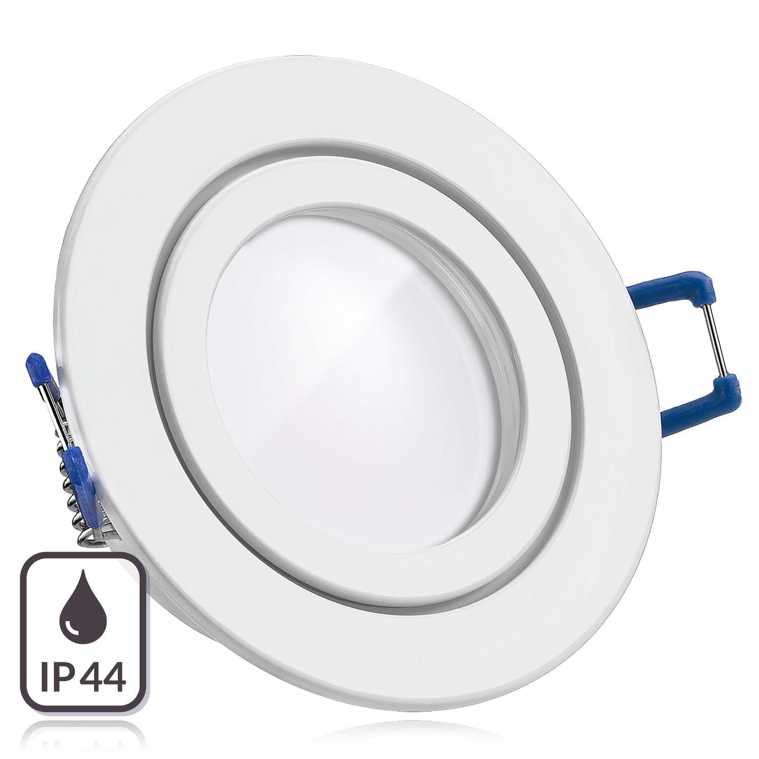 LEDANDO 5W LED mit extra flach Leuchtmittel Einbaustrahler Einbaustrahler IP44 vo in LED Set weiß