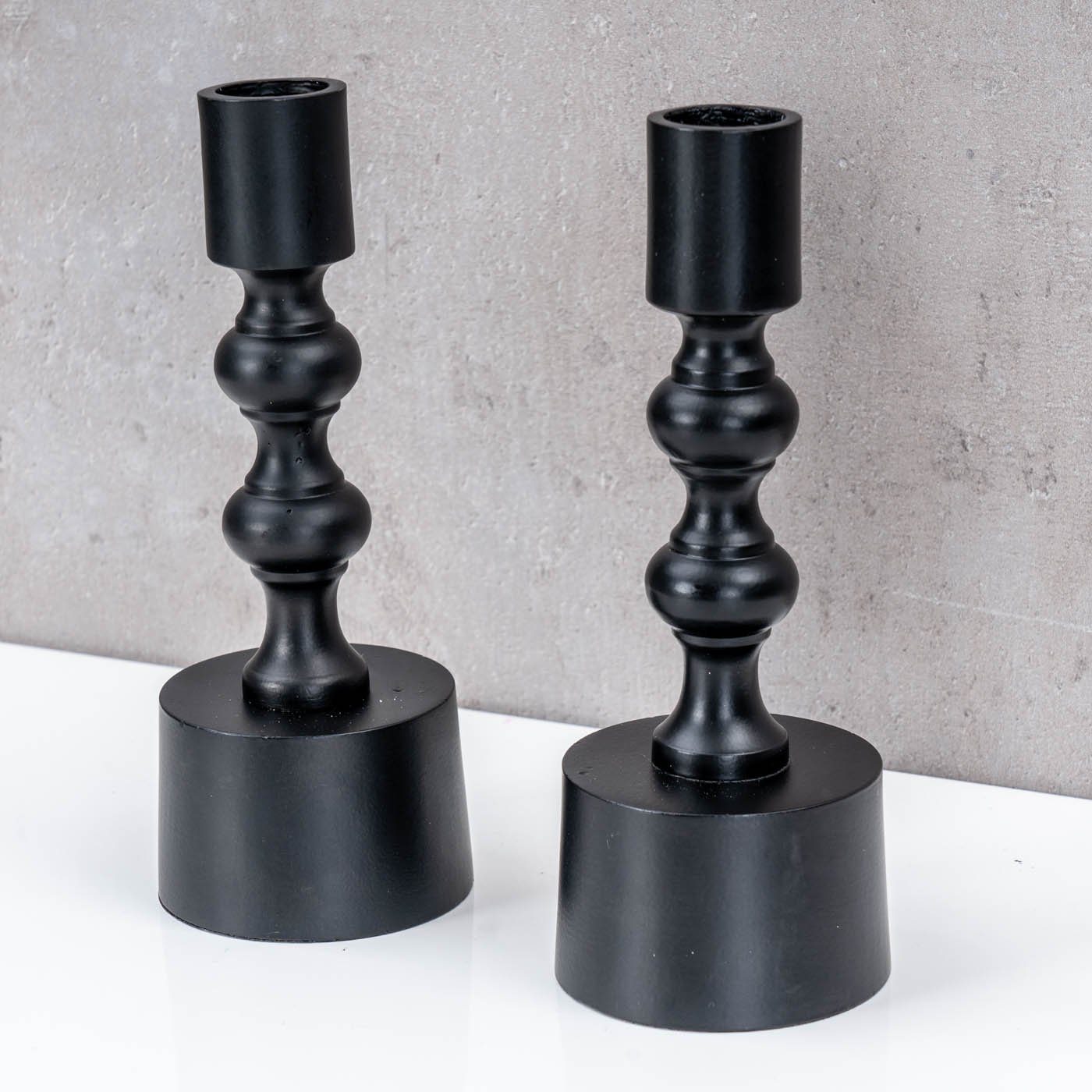 Levandeo® Tischkerzenhalter, Stabkerzen H17cm Kerzenständer 2er Metall Kerzenhalter Schwarz Set