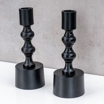 Levandeo® Tischkerzenhalter, 2er Set Kerzenhalter Schwarz Stabkerzen H17cm Metall Kerzenständer