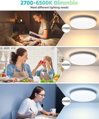Nettlife LED Panel Deckenleuchte RGB Dimmbar mit Fernbedienung 27.5*2.5CM, IP54 Wasserfest, LED fest integriert, Warmweiß Neutralweiß Kaltweiß, Wohnzimmer Schlafzimmer Kinderzimmer Küche Flur Bad Balkon