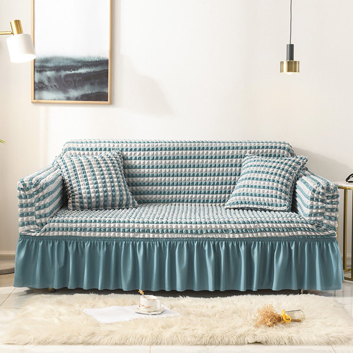 Sofahusse Elastische Sofa -Hülle, MAGICSHE, Einfach zu säubern Blau