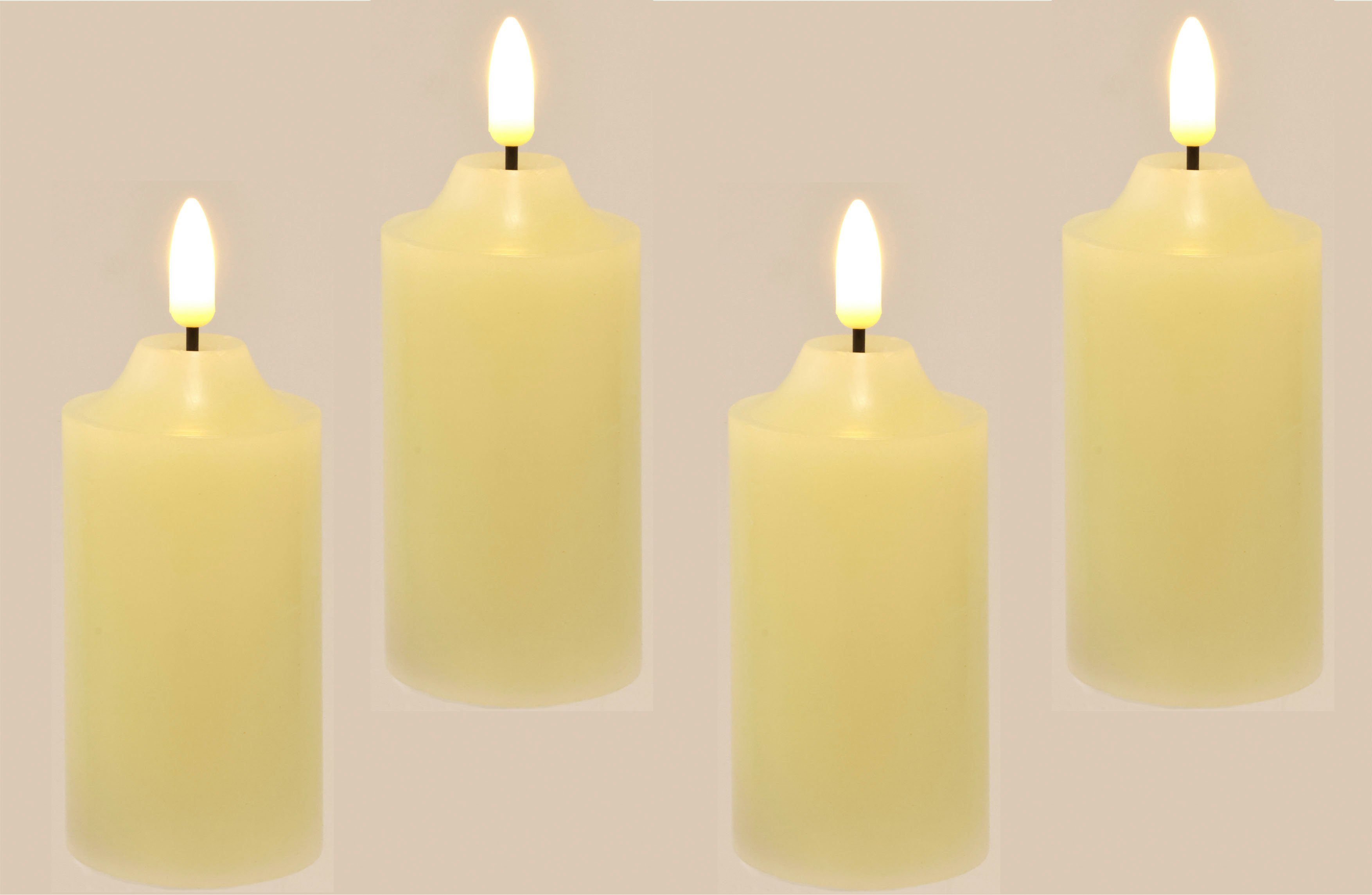 I.GE.A. LED-Kerze Batteriebetriebene LED-Kerzen aus Echtwachs, Ø ca. 5,5 cm günstig online kaufen