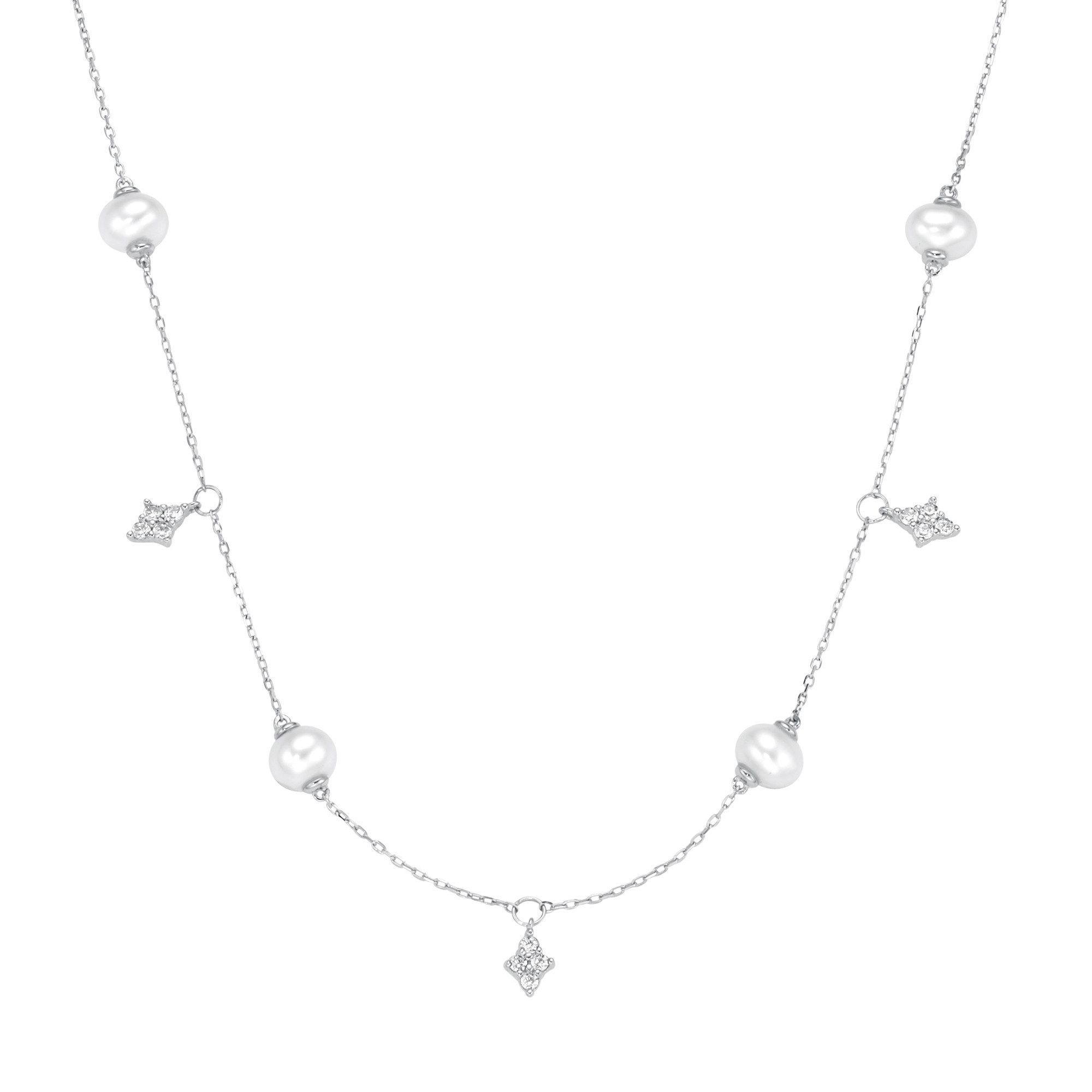 GIORGIO MARTELLO MILANO Collier Süßwasser-Perlen und Zirkonia, Silber 925
