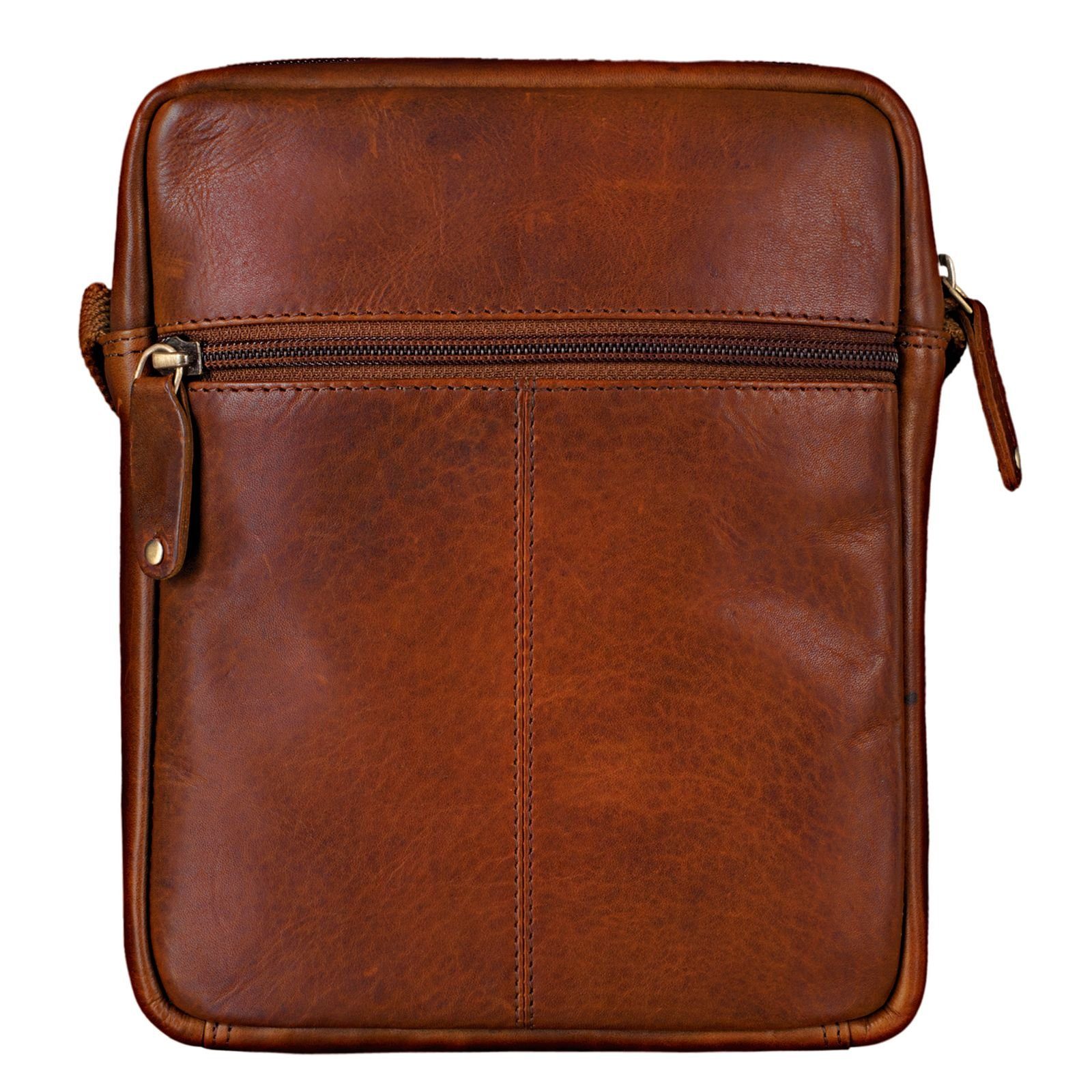 - Leder Herren Bag klein Messenger cognac "Kendrick" Umhängetasche STILORD porto