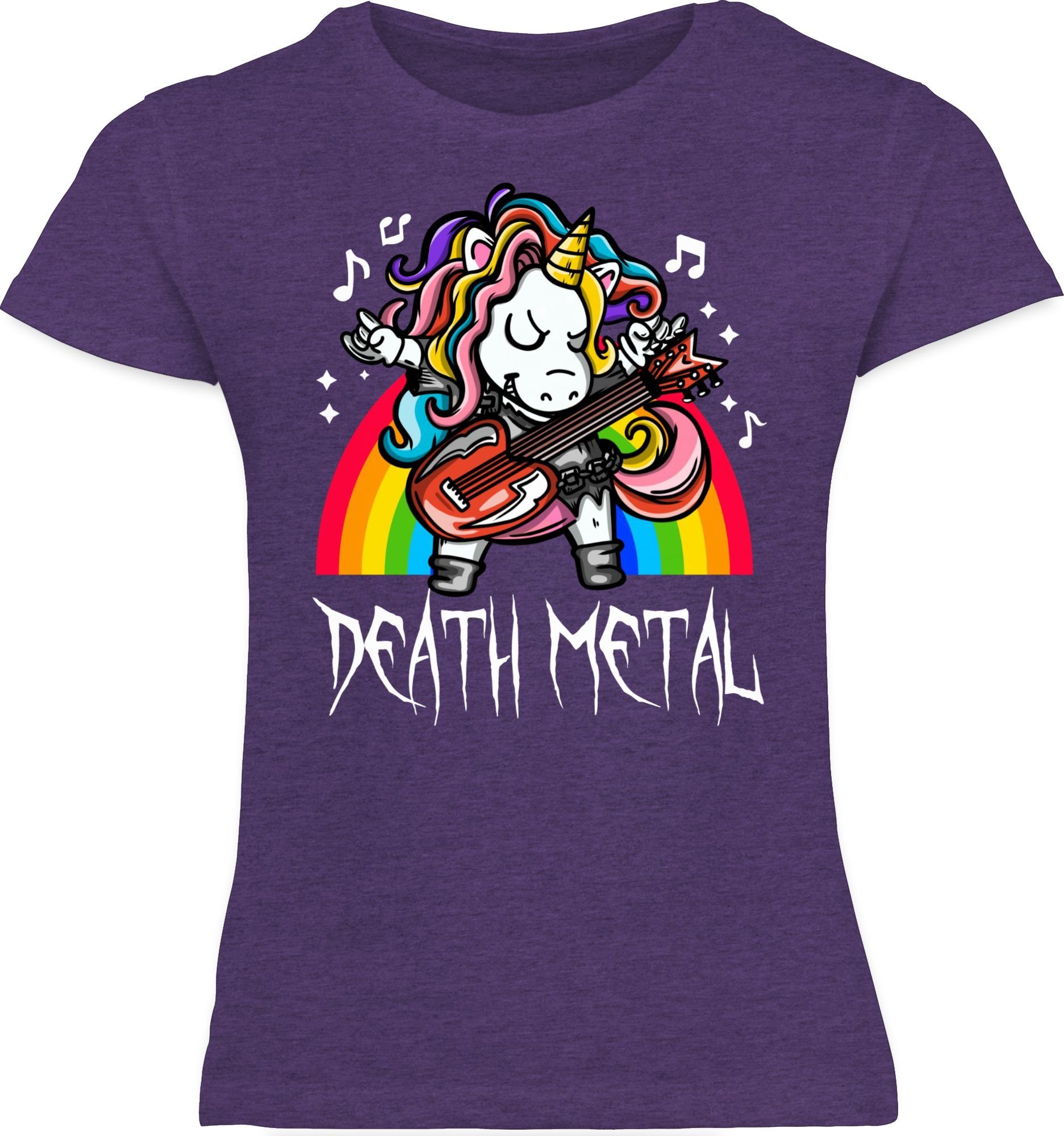 Einhorn T-Shirt 1 und Co Meliert Lila Kinderkleidung Shirtracer Metal Death