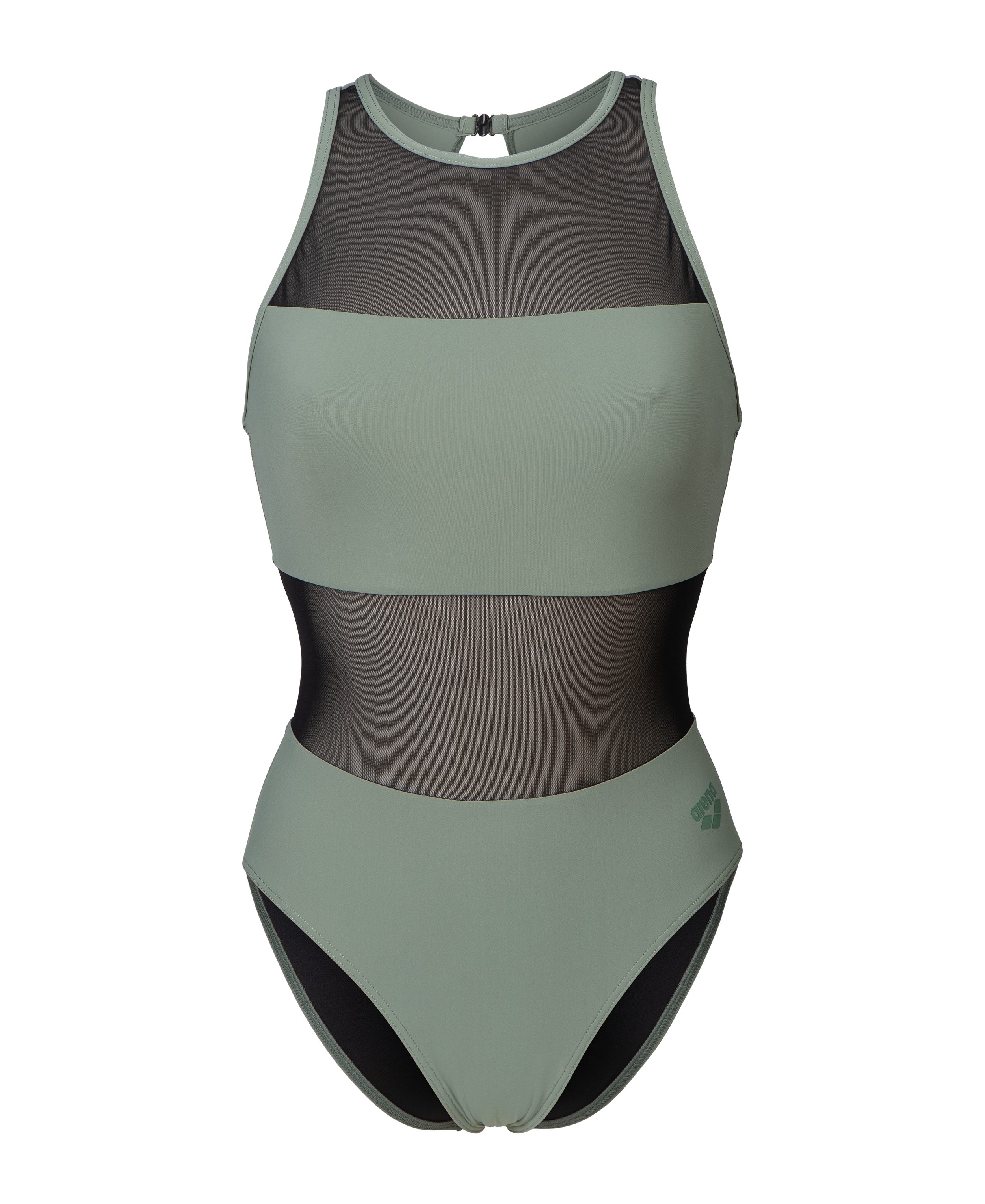 Arena Badeanzug arena Feel Damen Mesh Panels Vent Back Badeanzug Mit transparenten Einsätzen