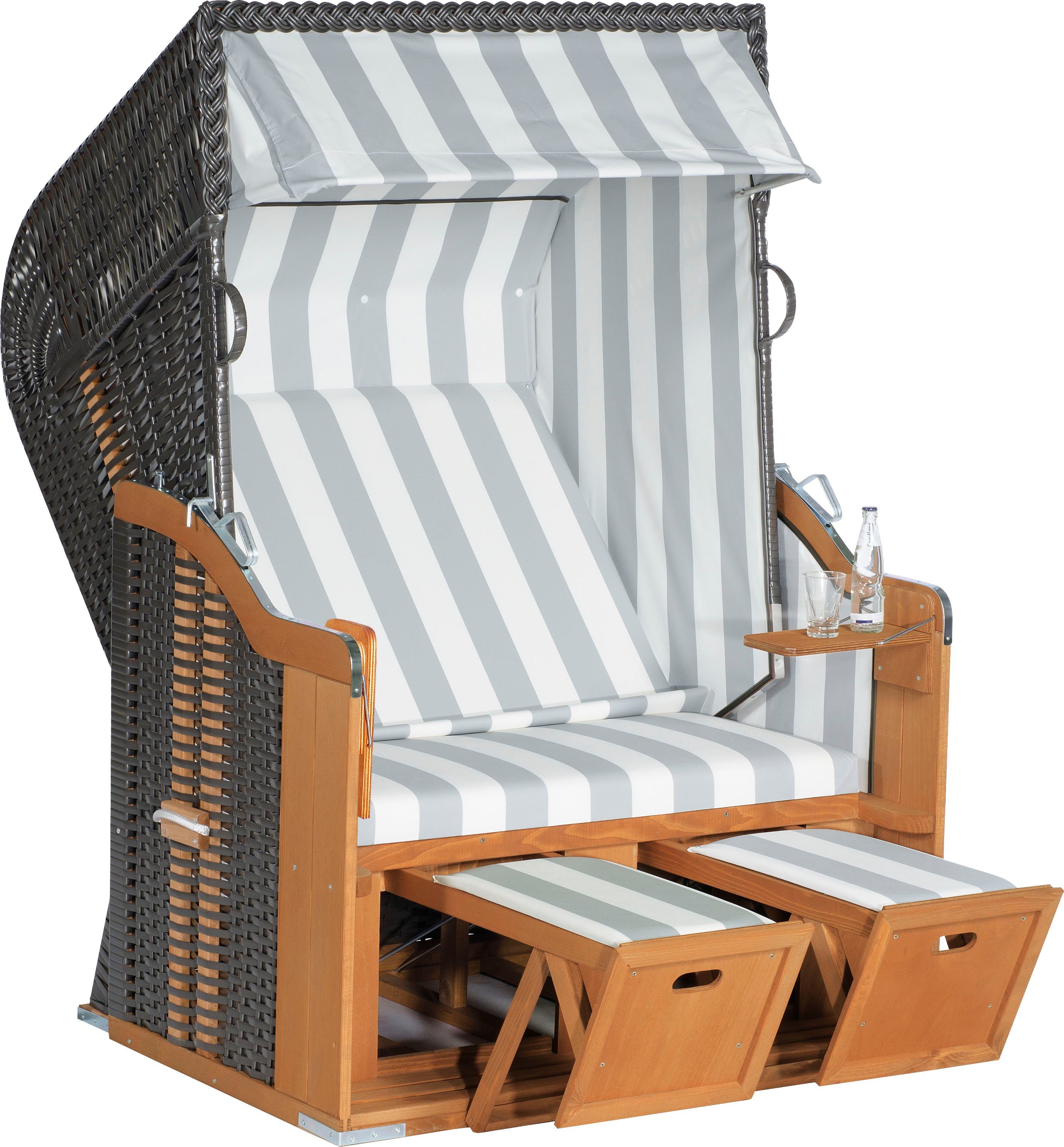 SunnySmart Strandkorb Rustikal 250 Basic, BxTxH: 125x90x160 cm, Halblieger, PVC-Stoff, Metallteile wetterfest verzinkt