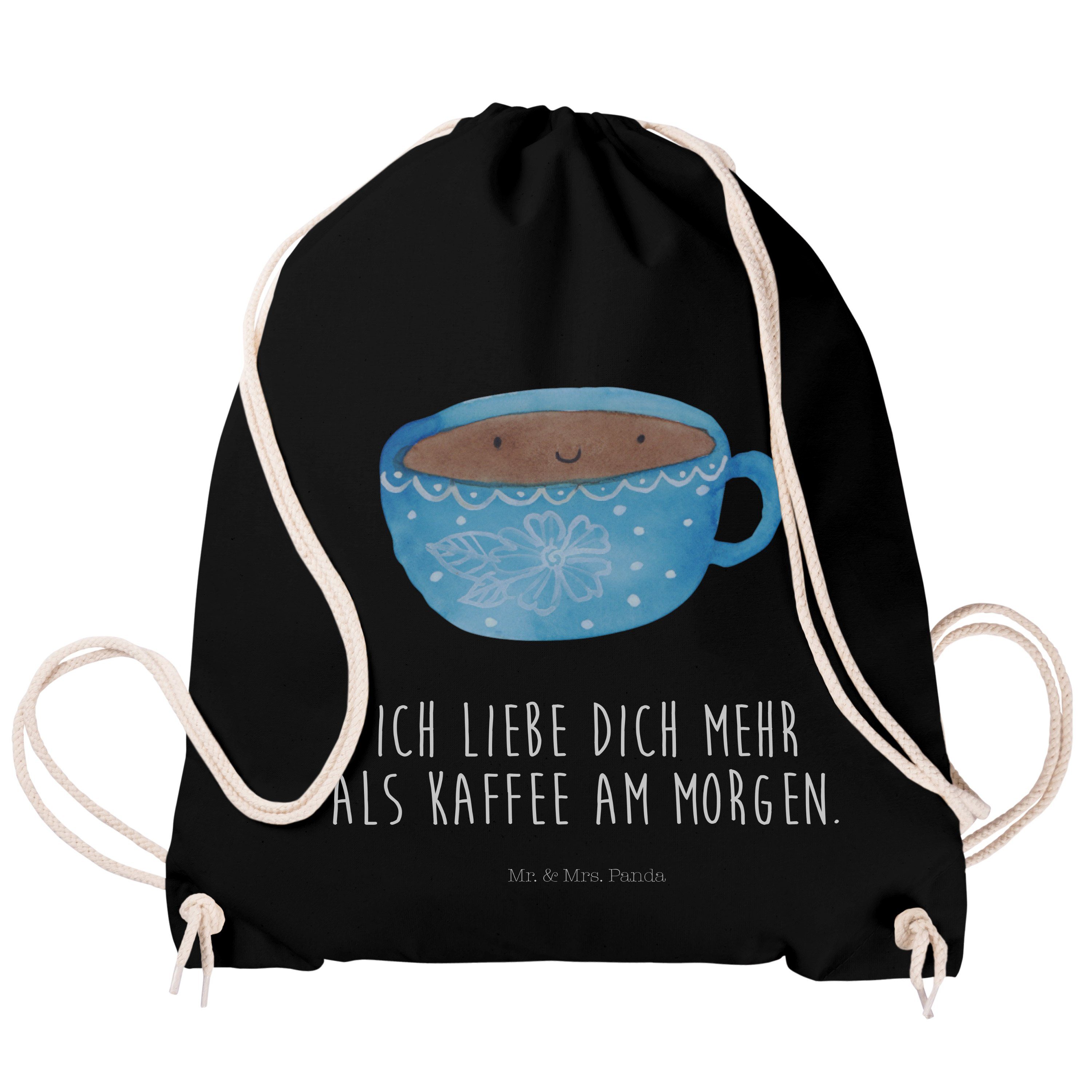 Turnbeutel, Kaffee Mr. Mrs. & Panda Tasse Geschenk, Schwarz Sporttasche (1-tlg) - - Tiermotiv Sporttasche,