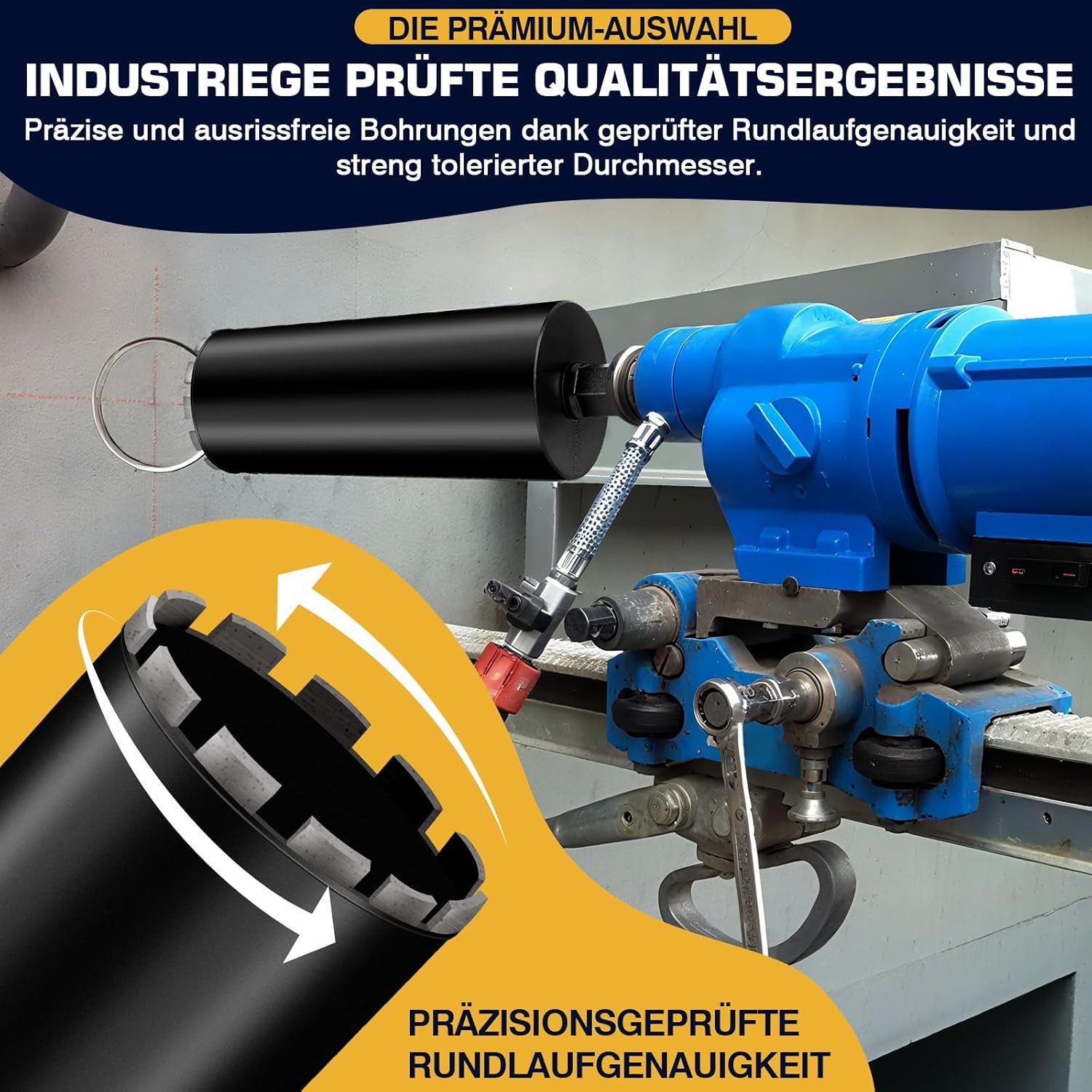 XERSEK Lochsäge Diamantbohrkrone mit SDS Plus Kernbohrer Dosensenker Bohrkronen 460mm, Ø 25 mm, Diamant Bohrkrone für Kernbohrgeräte, 10 mm Turbo Kernbohrkrone, – Bild 4 von 5