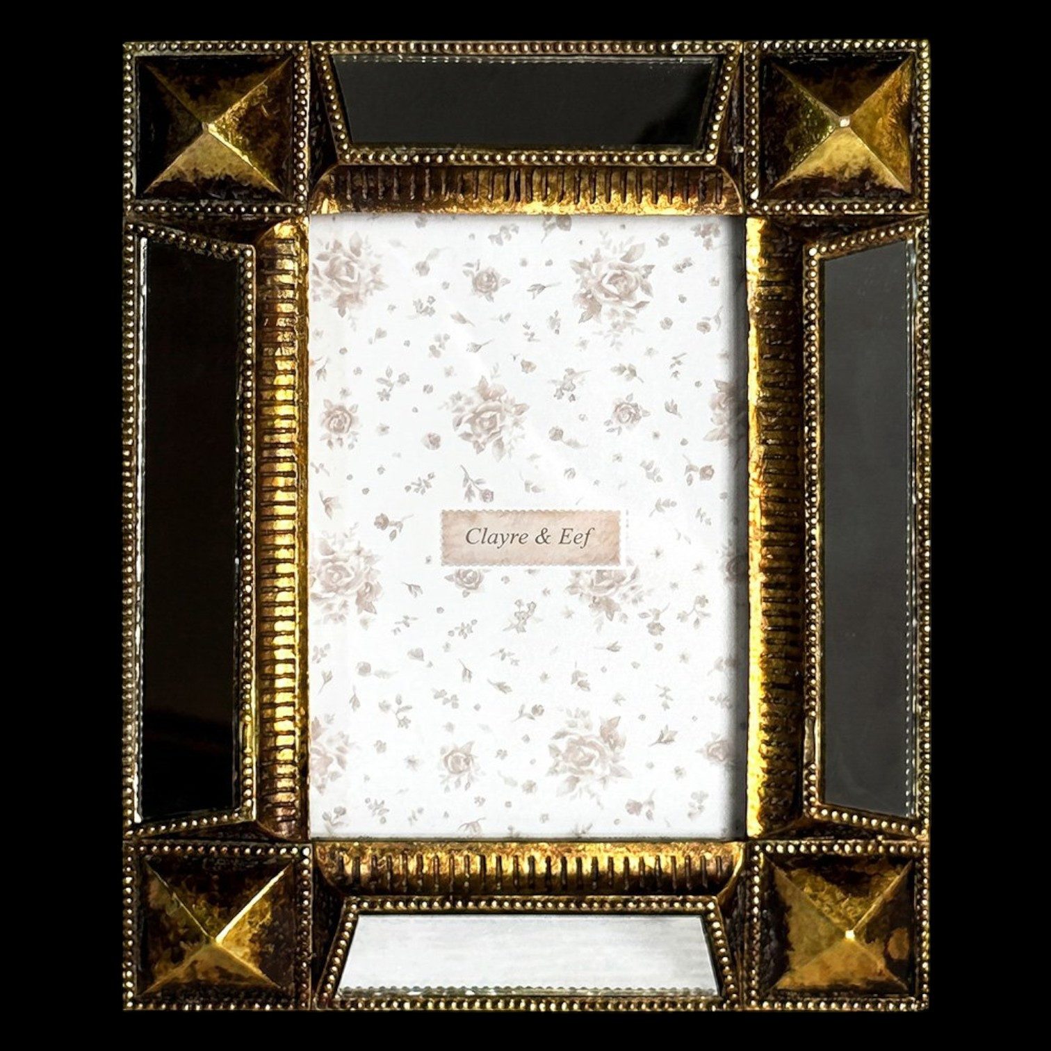 Clayre & Eef Bilderrahmen Art Deco Bilderrahmen 10x15 Schwarz Gold Vintage – Clayre & Eef