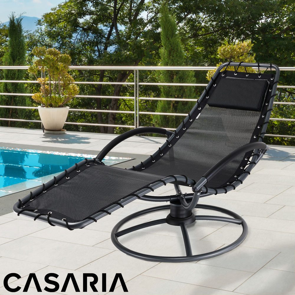 Casaria Gartenliege Eve, Liegestuhl Schaukelliege Ergonomisch 120kg Belastbar Relaxliege Grau