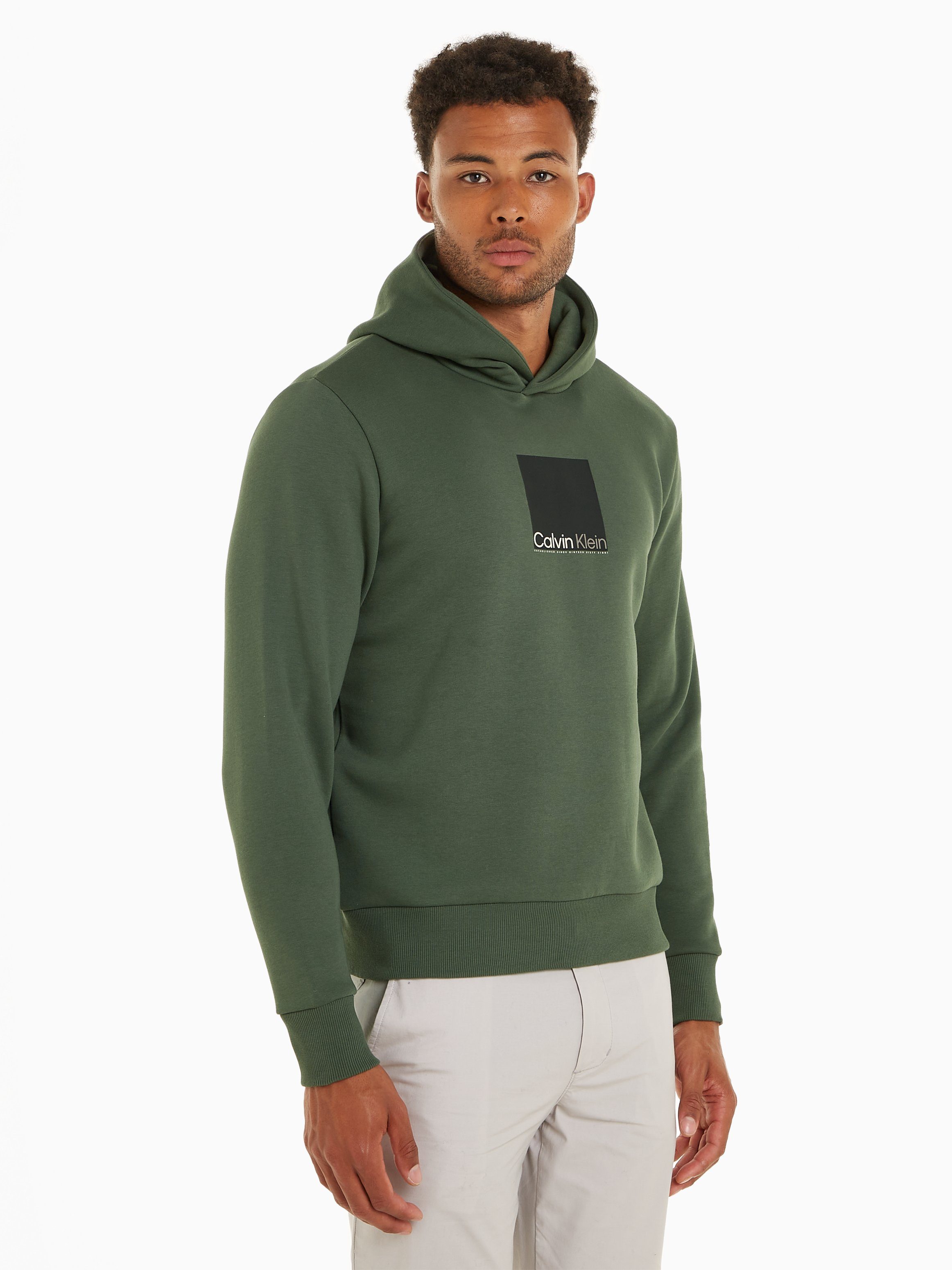 Calvin Klein Kapuzensweatshirt SQUARE LOGO HOODIE mit Markenlabel Thyme