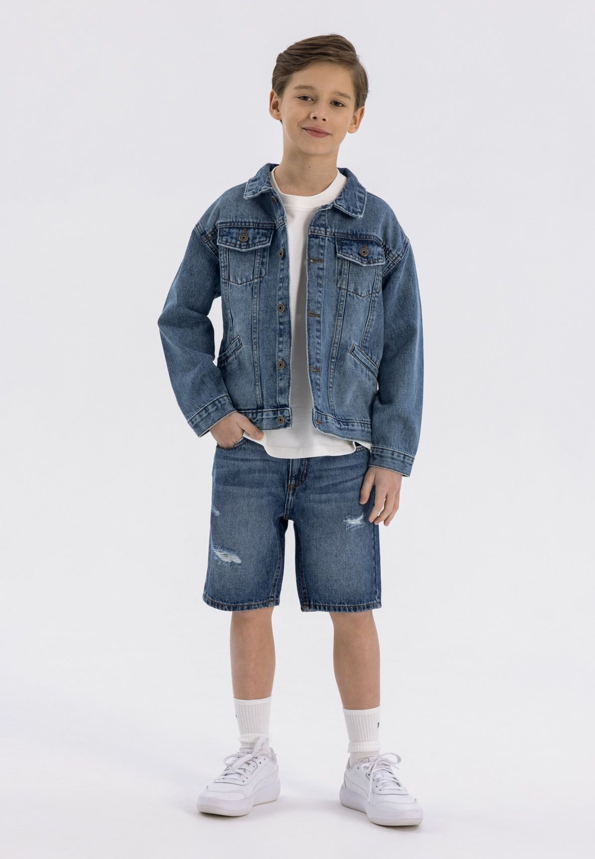MINOTI Jeansshorts Denim-Shorts mit abgeriebenen Kanten günstig online kaufen
