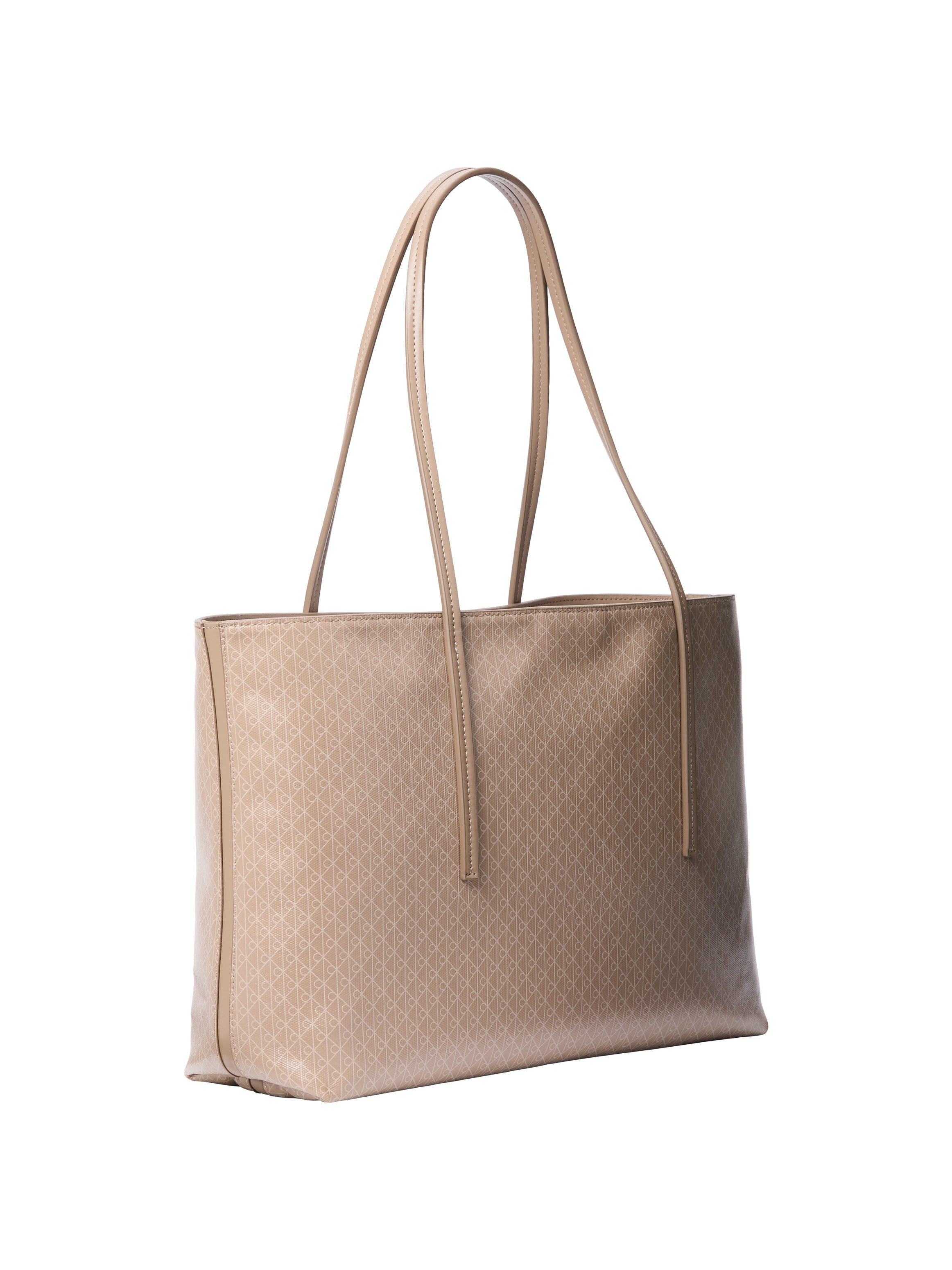 Calvin Klein Henkeltasche AOP TOTE W/ POUCH ON STRAP (2-tlg), Umhängetasche, Schultertasche, Set, mit Monogramm-Print