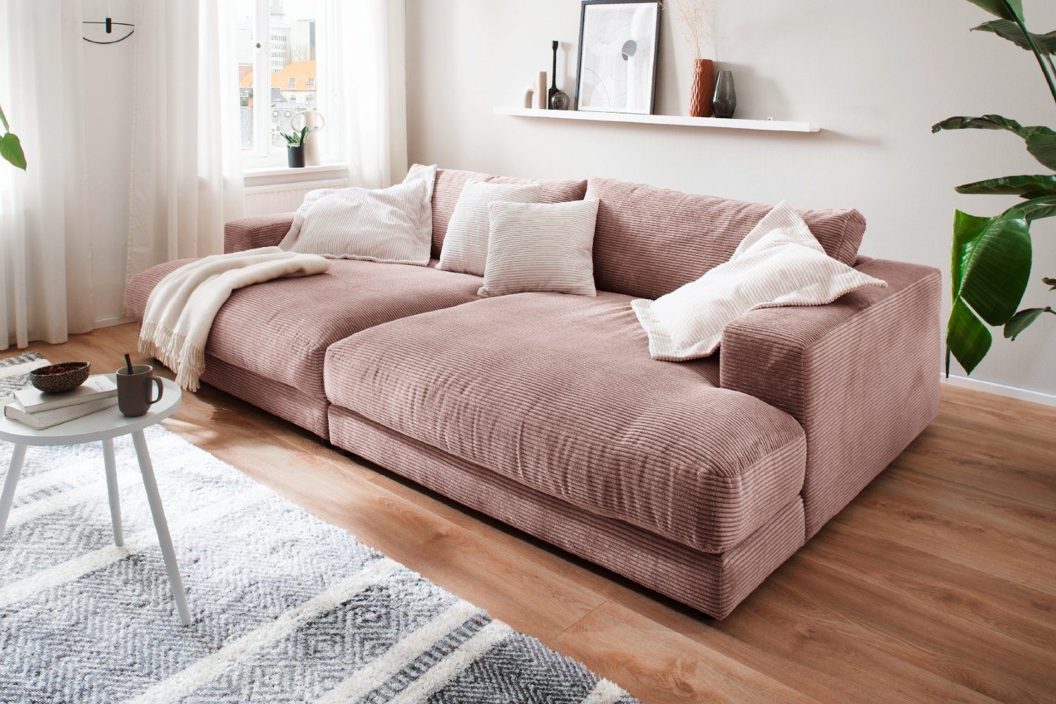 KAWOLA Big-Sofa Stoff Sofa Cord MADELINE, Farben od. verschiedene