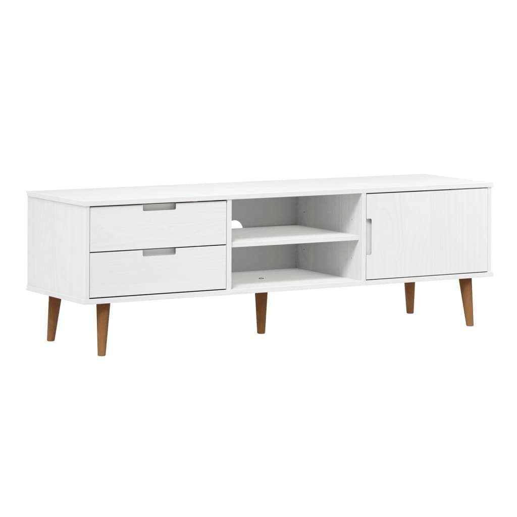 vidaXL TV-Schrank NA TV-Schrank Weiß 158x40x49 cm Massivholz Kiefer TV-Lowboard Fernsehe
