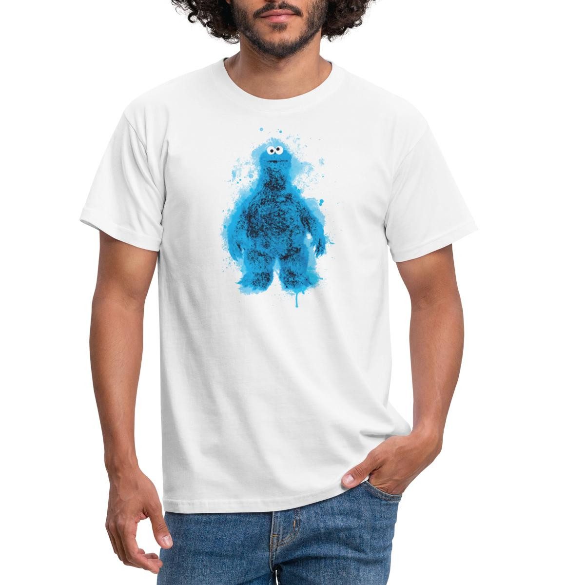 Spreadshirt T-Shirt Sesamstraße Krümelmonster Farbspritzer Männer T-Shirt (1-tlg)