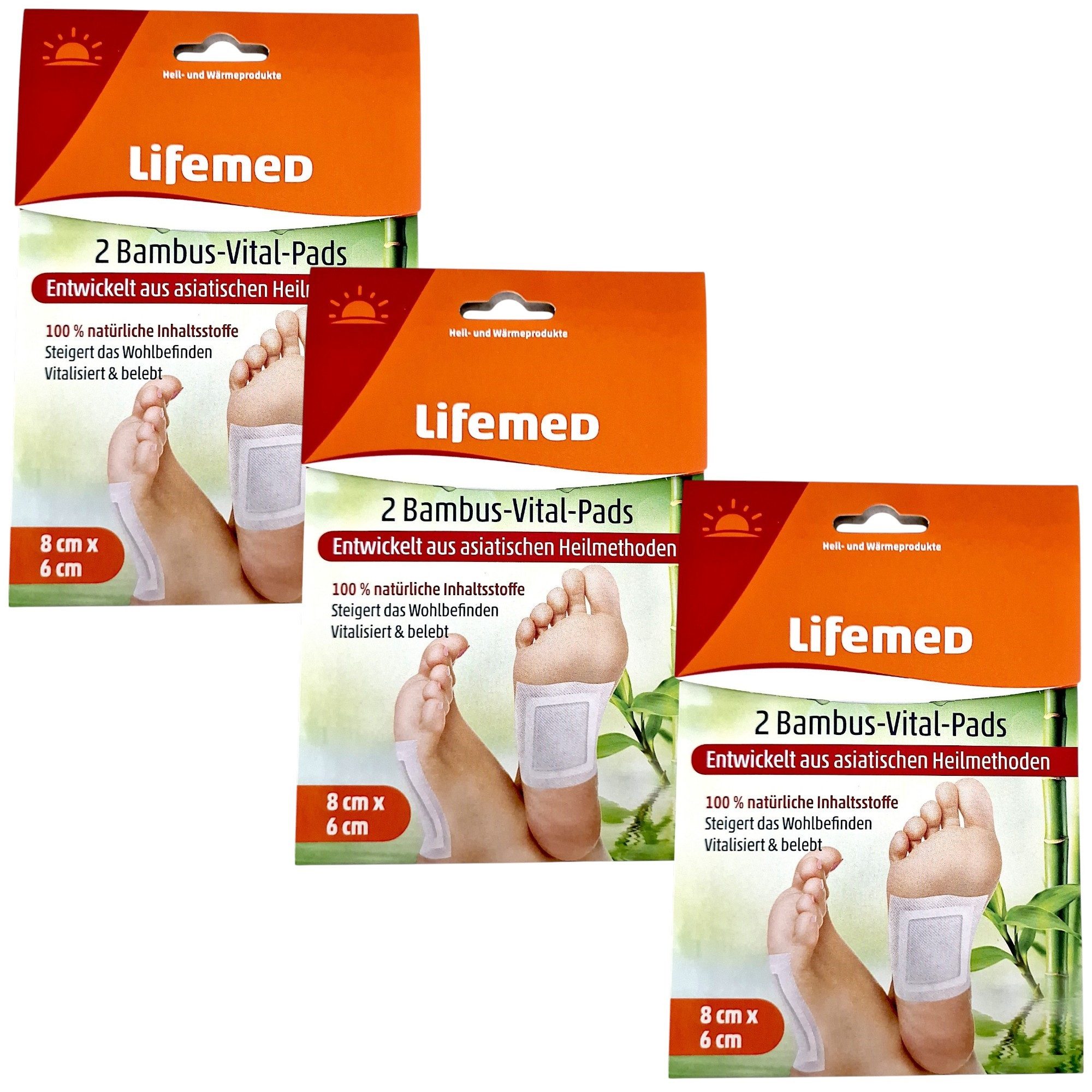 LifeMed Wärmepflaster 3x Lifemed Bambus-Vital-Pads 8 cm x 6 cm - 3x 2 Stück