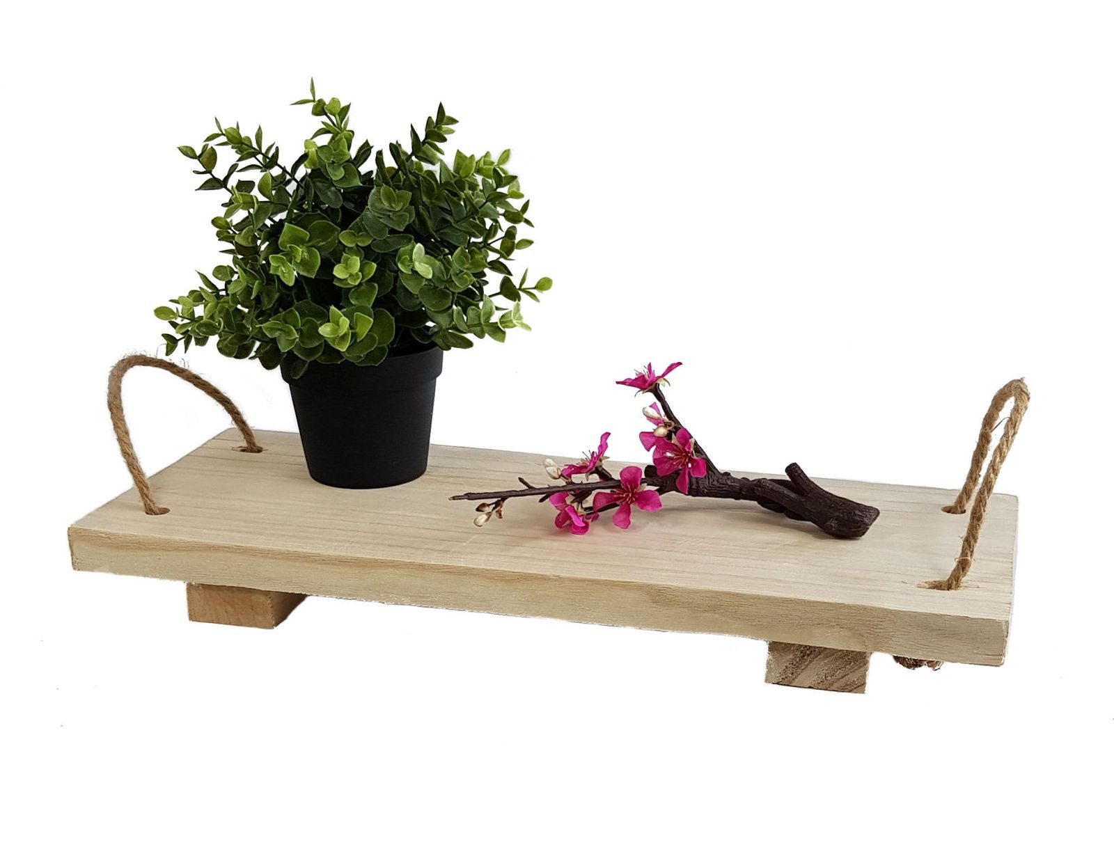 Intertoys Servierplatte Holz Tablett 50x20cm Serviertablett mit Tragegriffen Servierbrett Deko, Holz