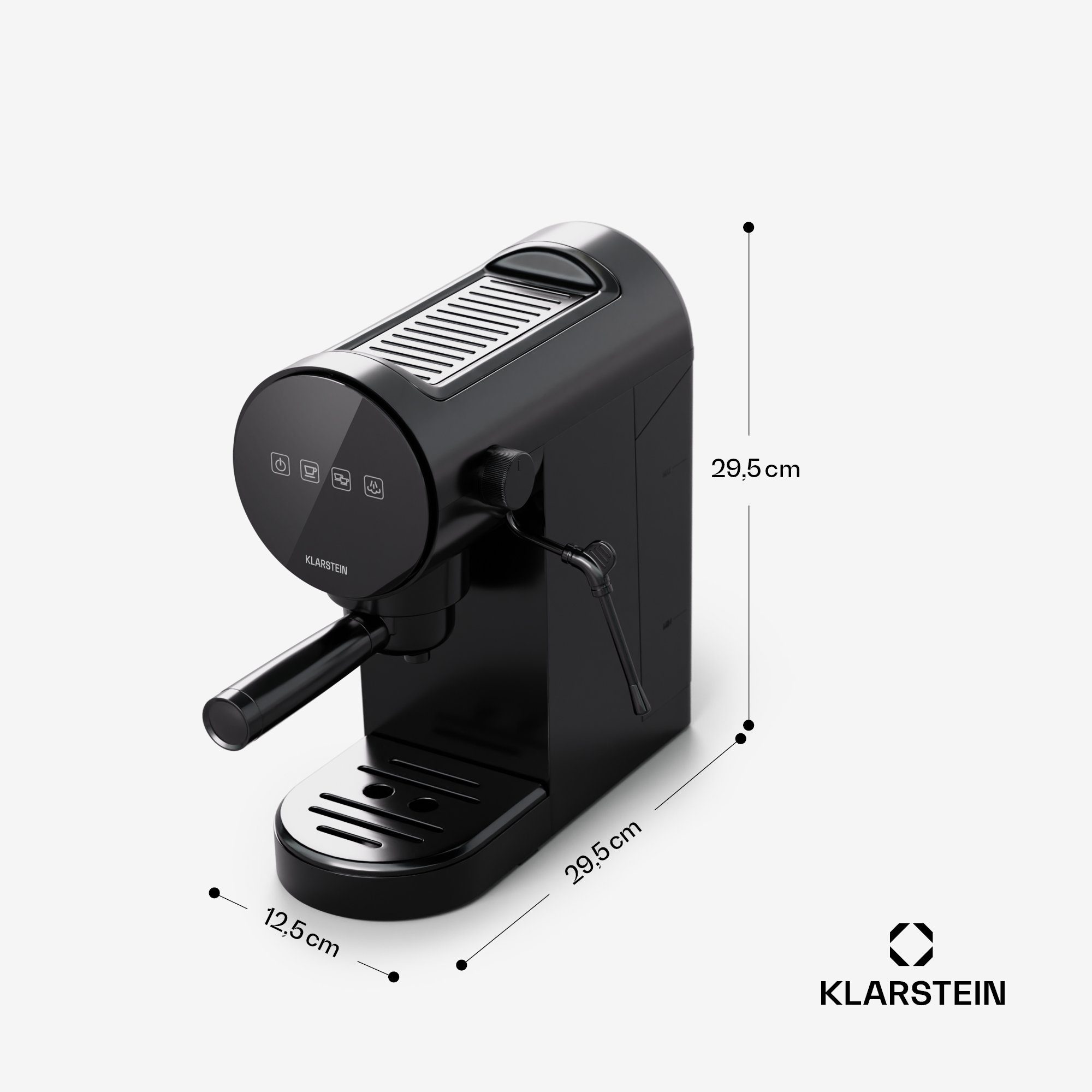 Klarstein Filterkaffeemaschine Furore, 0.9l Bar Touch LED Kaffeekanne, Tassenwärmer Elektrisch 20 0,9 L Schwarz
