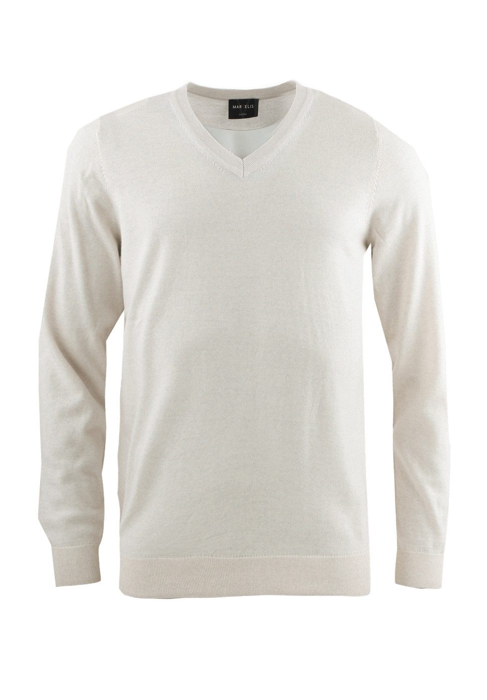 MARVELIS V-Ausschnitt-Pullover Pullover - Merino - Casual Fit - V-Ausschnitt - Einfarbig - Wollweiß