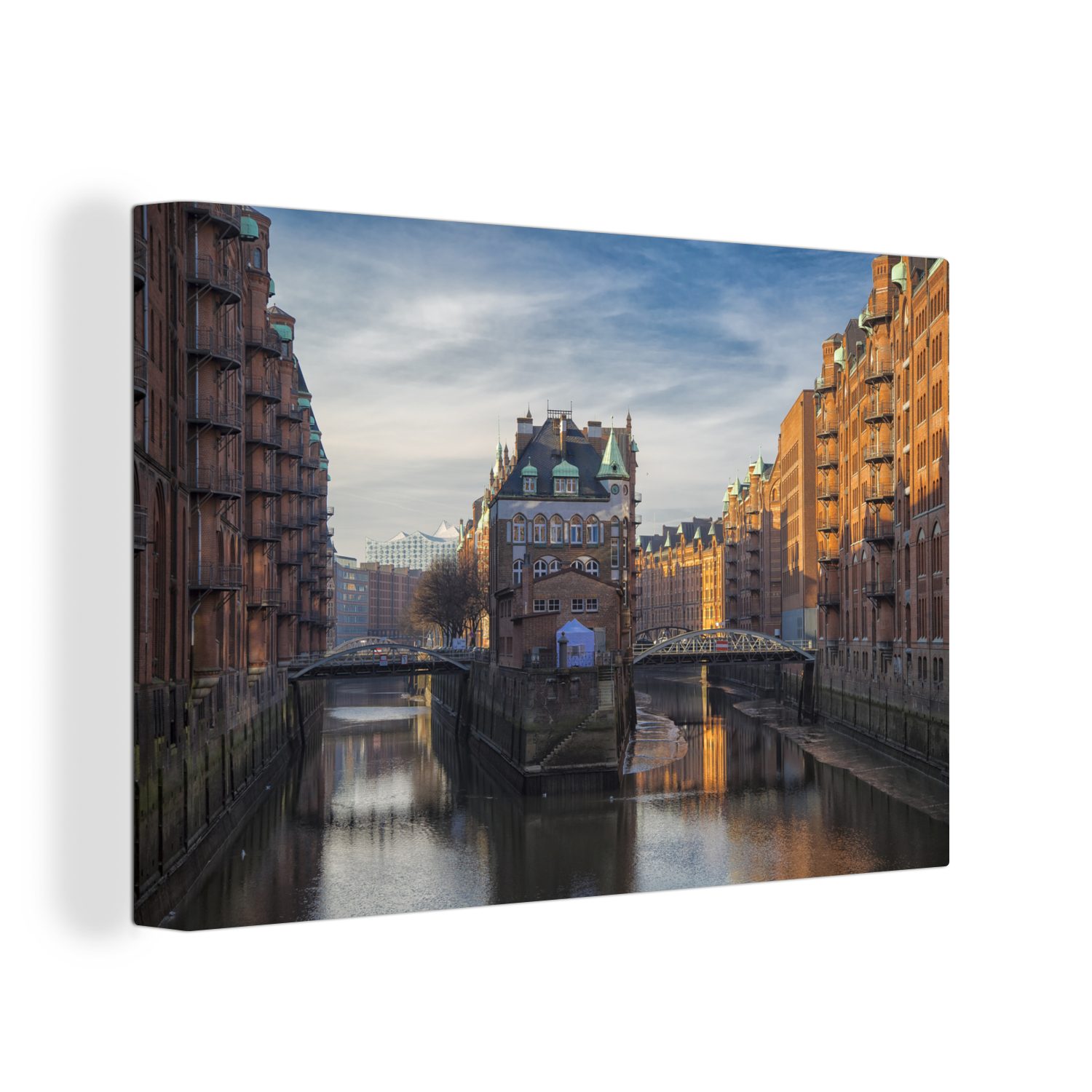 OneMillionCanvasses® Leinwandbild Architektur - Hamburg - Deutschland, (1 St), Wandbild Leinwandbilder, Aufhängefertig, Wanddeko, 30x20 cm