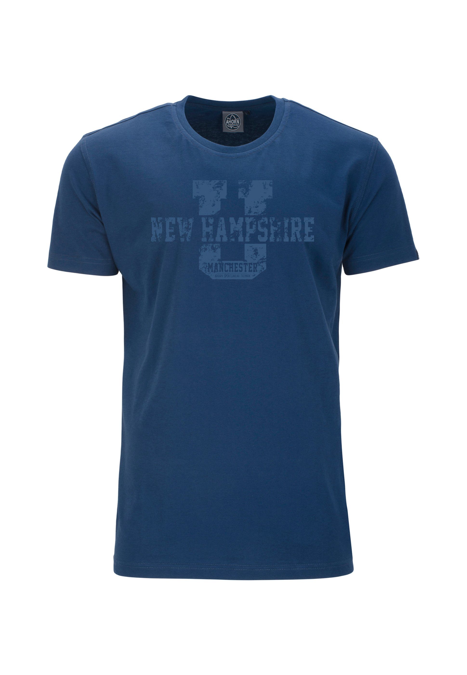AHORN SPORTSWEAR blau mit HAMPSHIRE NEW coolem Frontprint T-Shirt