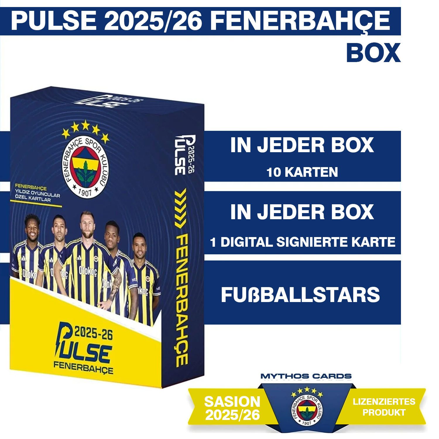 Jungengel Sammelkarte Fenerbahce 2025/2026 Saison FB Fußballkarten Spielerkarten 25/26, Offiziell lizenziertes Produkt, 10 Sammelkarten je Box