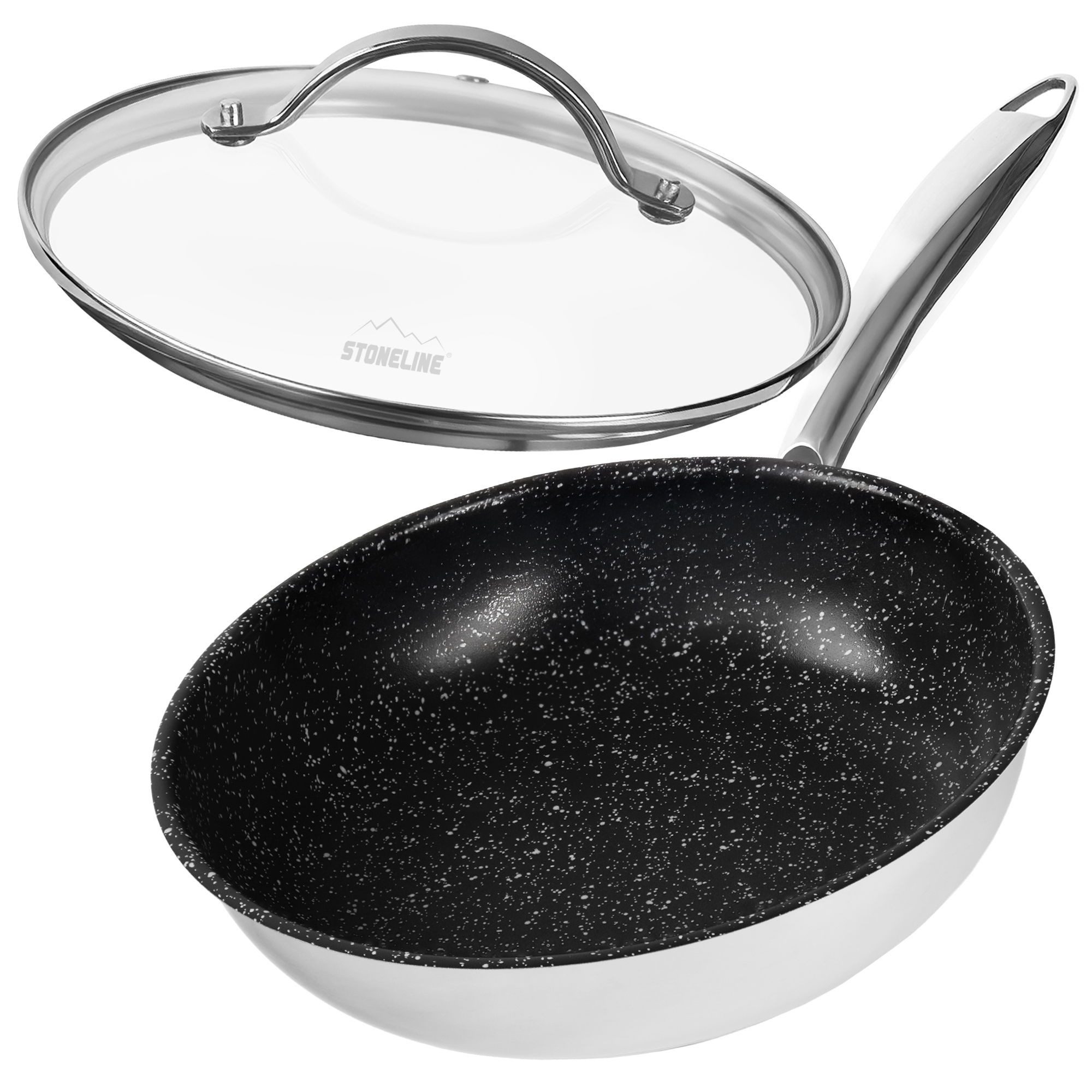 STONELINE Bratpfanne Edelstahl Pfanne 20 cm, mit Deckel, Edelstahl