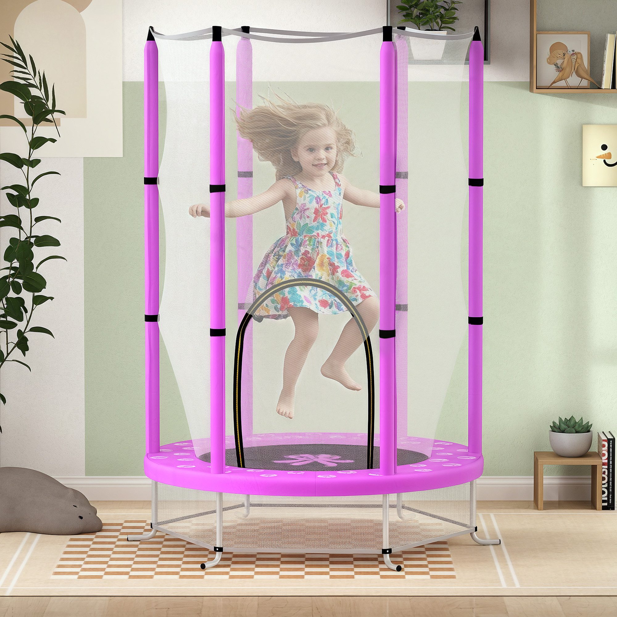 AIYAPLAY Kindertrampolin mit Sicherheitsnetz Randabdeckung Gummiseil, günstig online kaufen