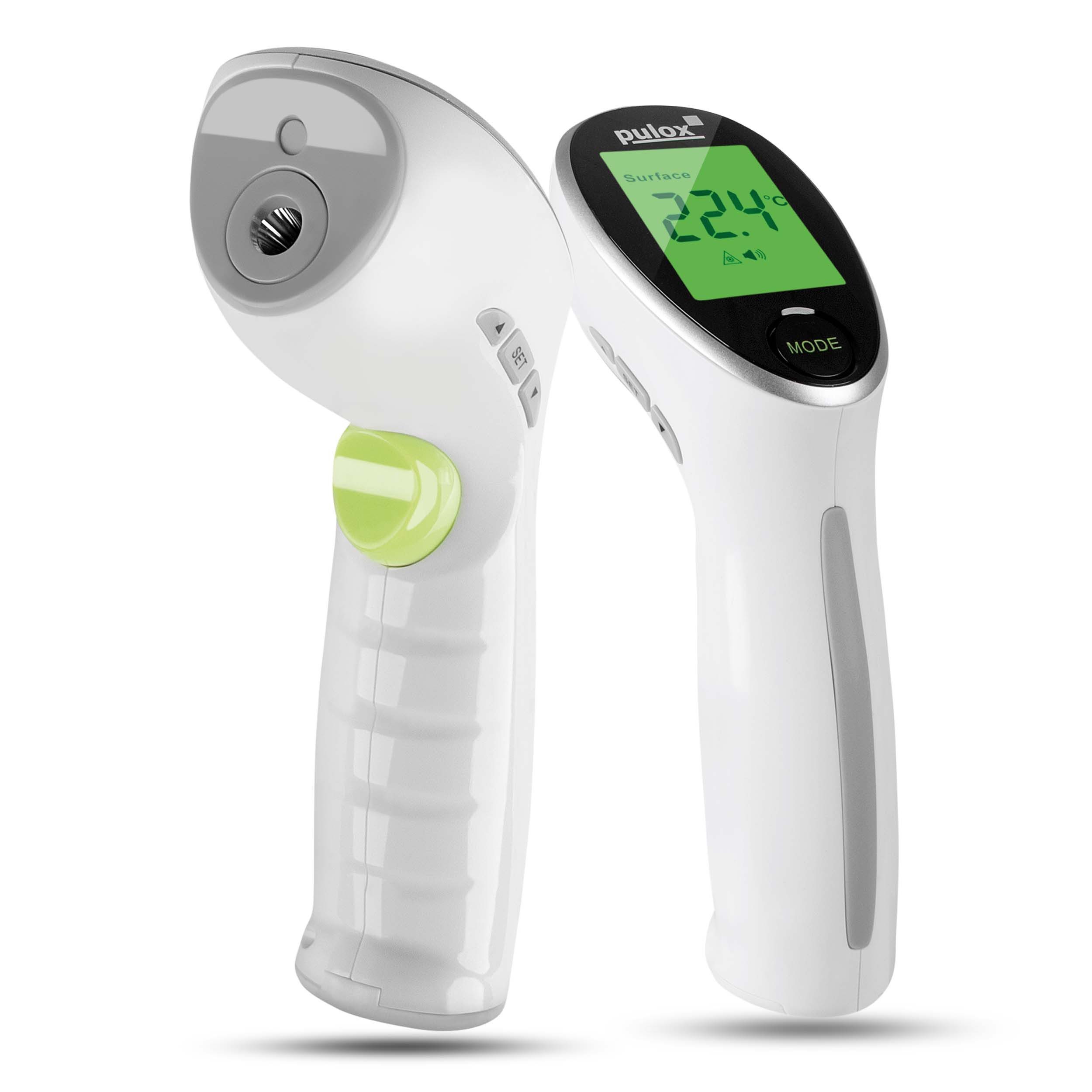 pulox Infrarot-Fieberthermometer 2-in-1 Stirn- & Oberflächen-Thermometer - Weiß/Grün