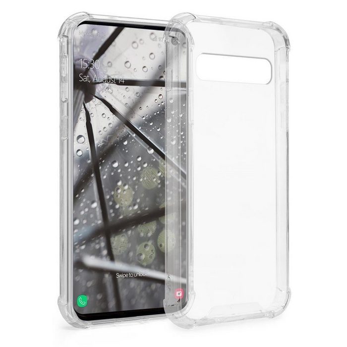 MyGadget Handyhülle Hardcase Hülle mit Silikonrand & Eckenschutz für Samsung Galaxy S10 - TPU Case Handyhülle robuster Schutz Schutzhülle - Gelbfest Transparent