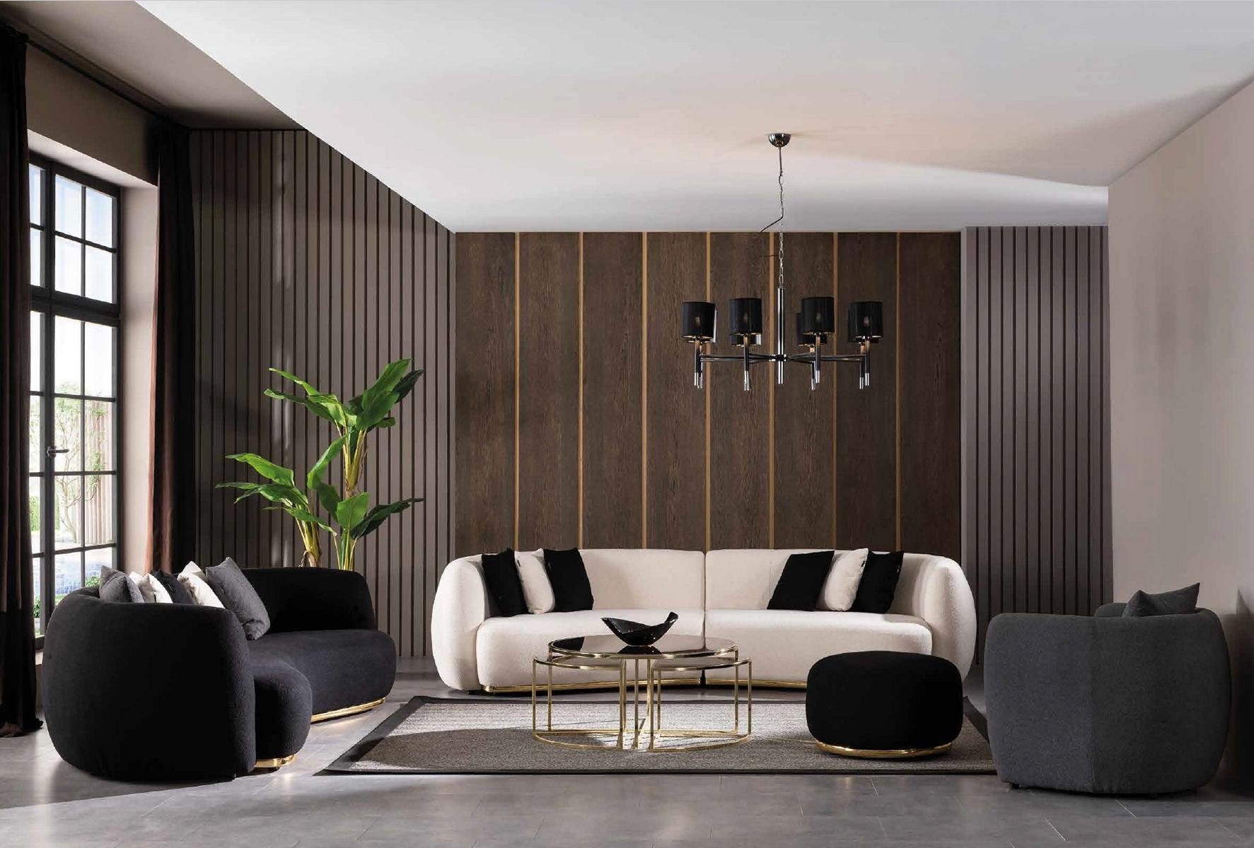 JVmoebel Garnitur Sessel Design Sessel, Set Gruppe Modern Wohnzimmer Stoff Hocker Luxus