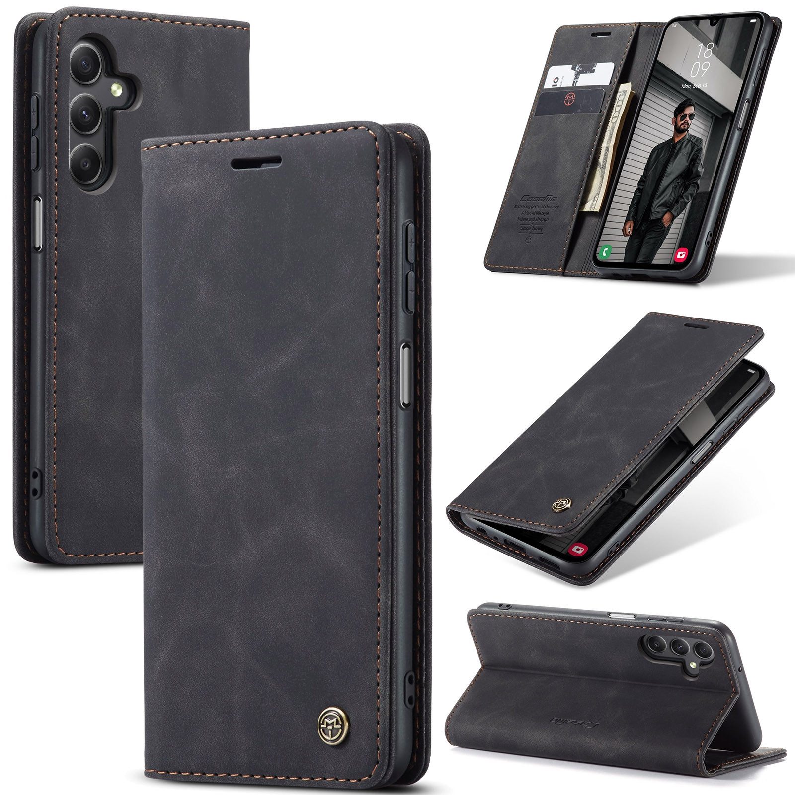 SmartUP Smartphone-Hülle für Samsung Galaxy A15 4G / 5G Klapphülle Fliphülle Tasche Case Cover 6,5 Zoll, Integrierte Standfunktion, zwei Kartenfächer
