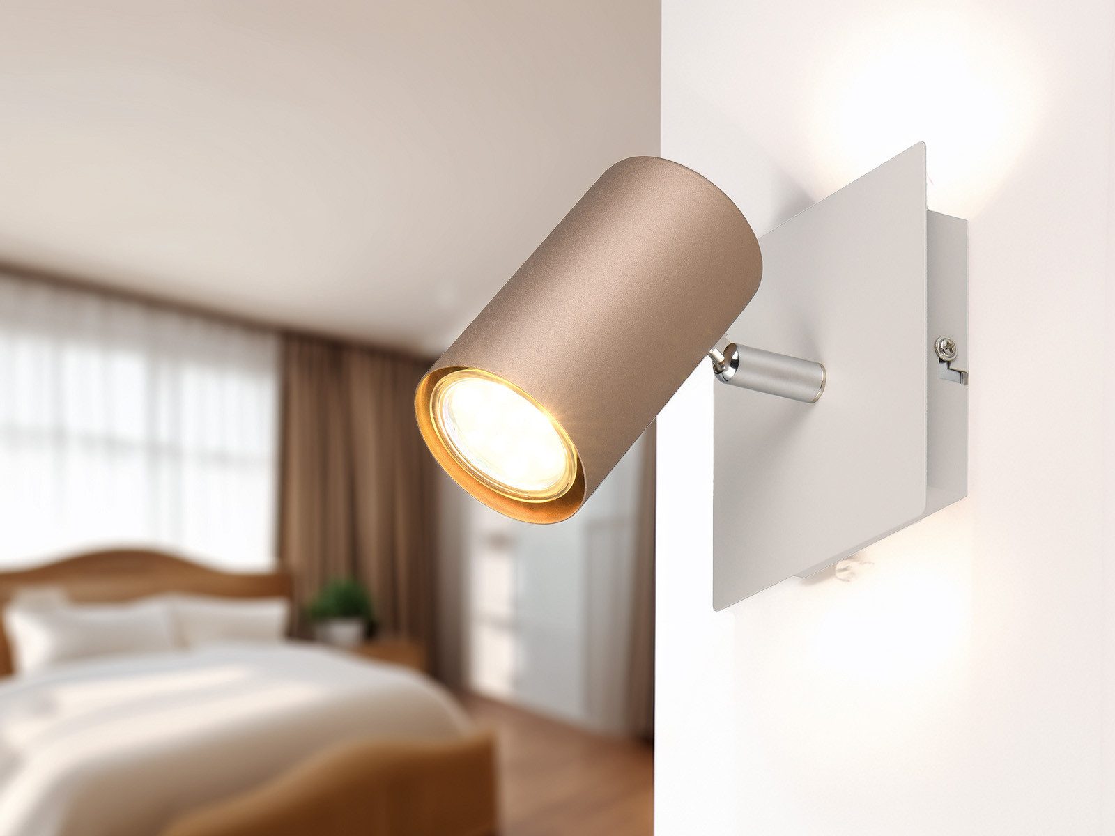 TRIO Leuchten LED Wandstrahler, Dimmfunktion, LED wechselbar, Warmweiß, kleine Wandleuchte & Deckenstrahler, Wandbeleuchtung innen, Höhe 15cm