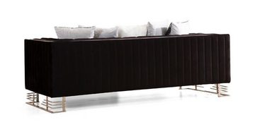 JVmoebel Wohnzimmer-Set Schwarz-Weiße Sofas Wohnzimmer Garnitur Dreisitzer Sessel 4tlg Set, (4-St., 2x 3-Sitzer + 2x Sessel ohne Couchtisch), Made in Europa