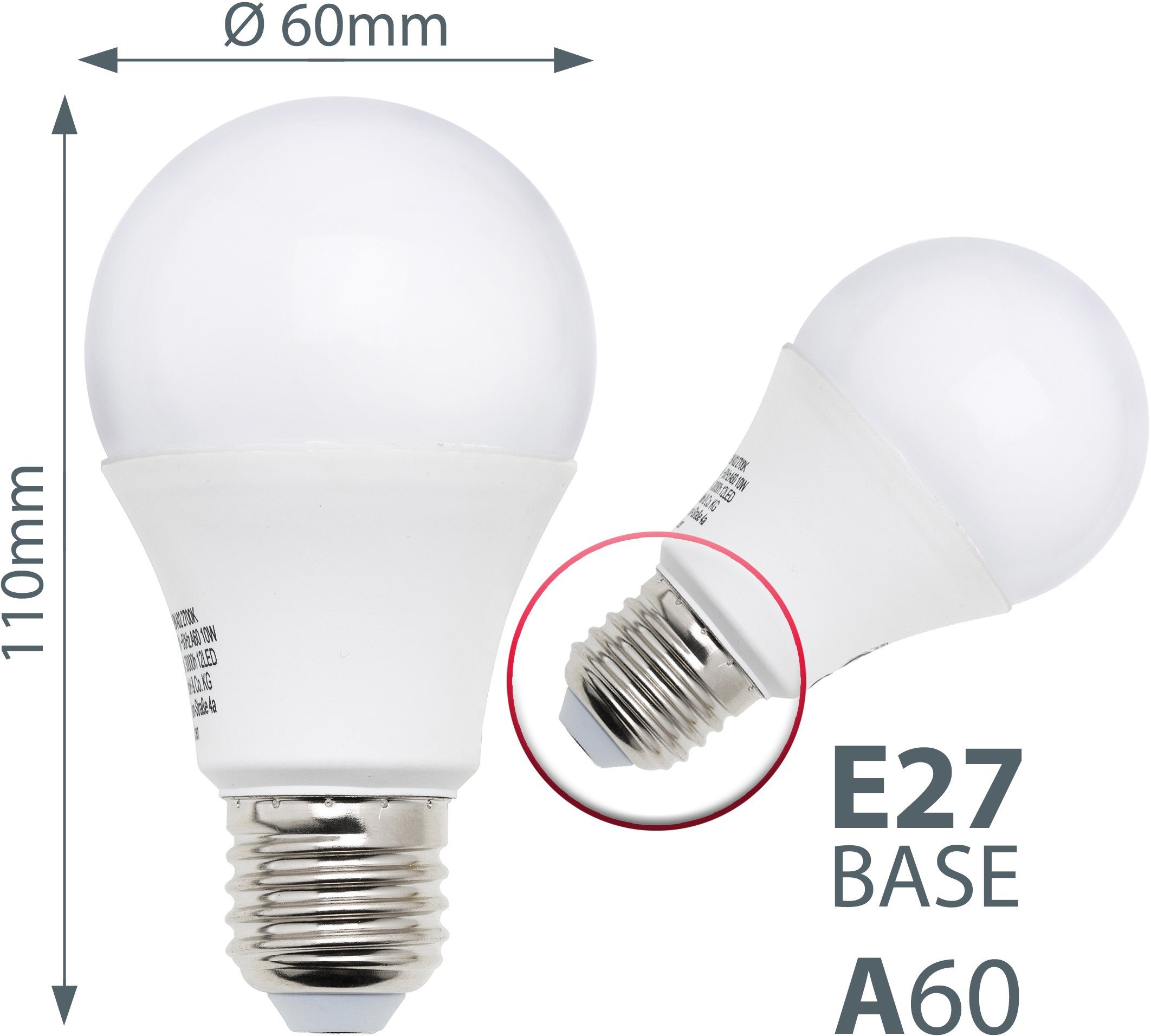 Warmweiß, LED St., LED-Leuchtmittel, 806 3.000K B.K.Licht Lampe Lumen Energiesparlampe Glüh-Birne SET E27, 5 warmweiß 9W