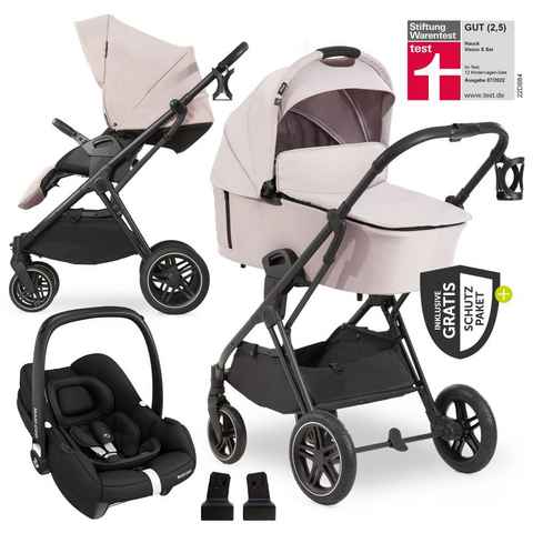 Hauck Kombi-Kinderwagen Vision X Trio Set - Melange Beige, 3in1 Kinderwagen Set mit Babyschale, Babywanne, Sportsitz & Zubehör