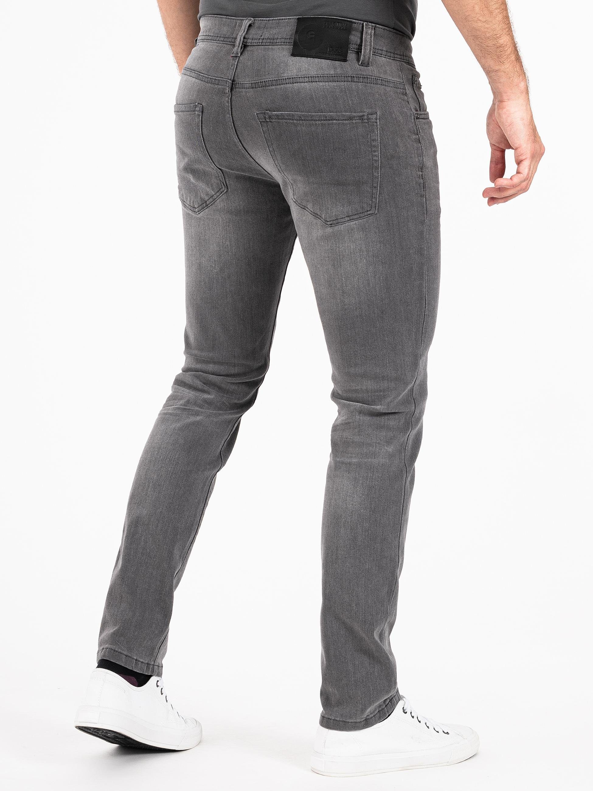 Jeans hellgrau PEAK mit TIME Herren hohem Stretch-Anteil Slim-fit-Jeans super Mailand