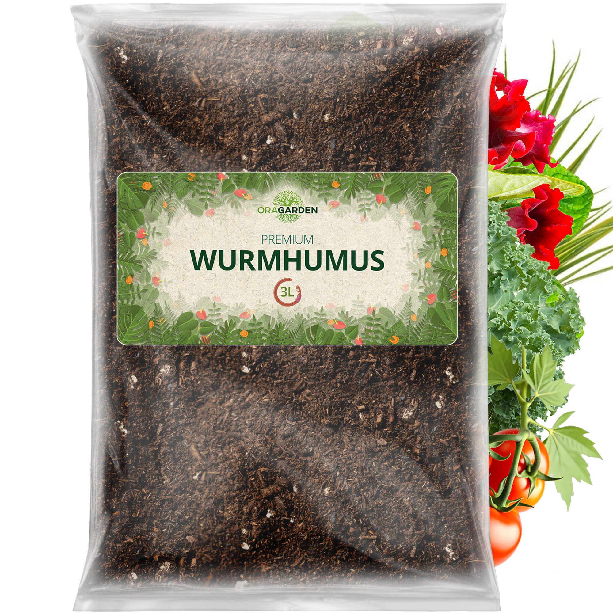 Gartenbau-Substrat OraGarden natürlicher Wurmhumus 3 Liter