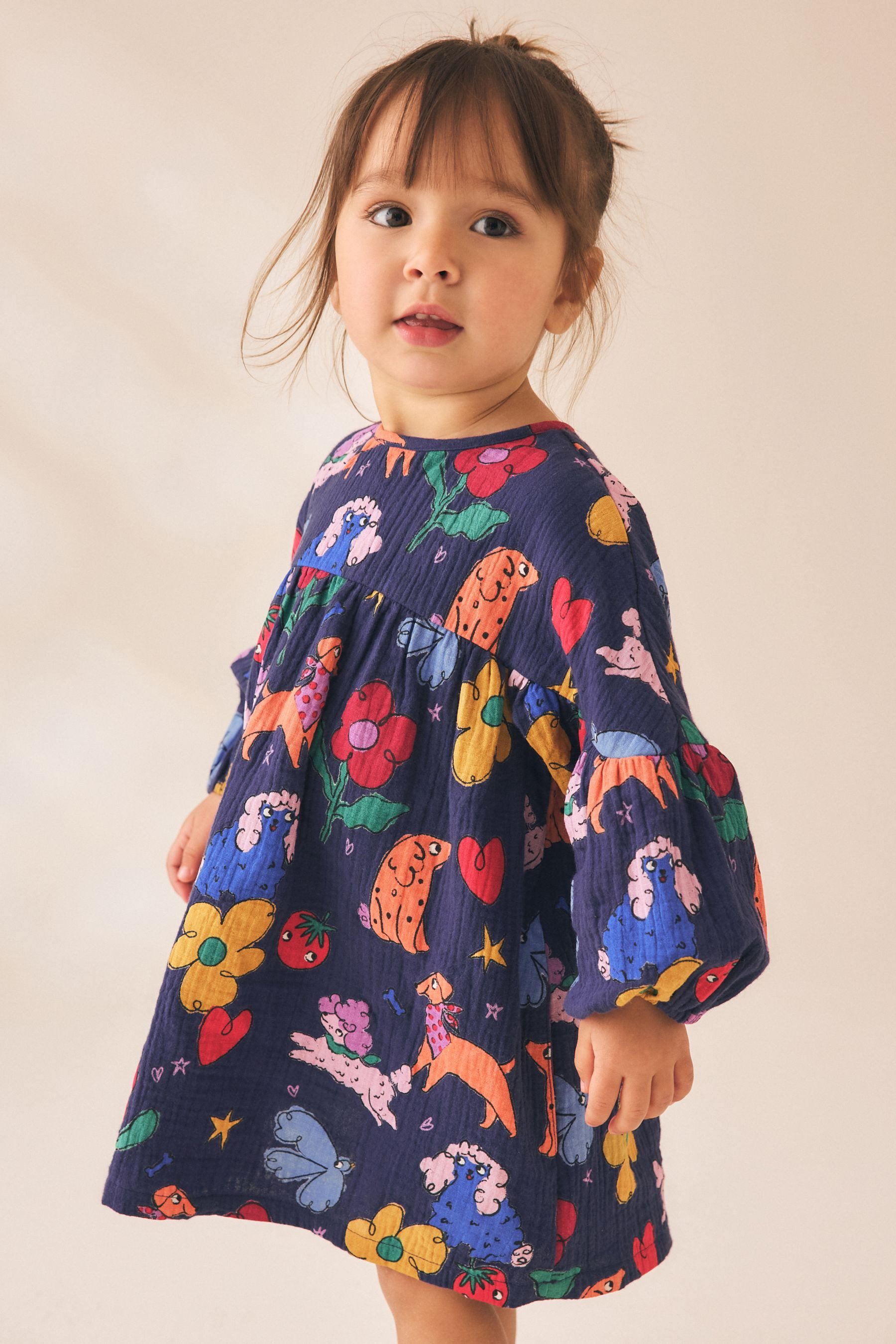 Next Shirtkleid Langärmeliges Kleid mit Print (1-tlg)