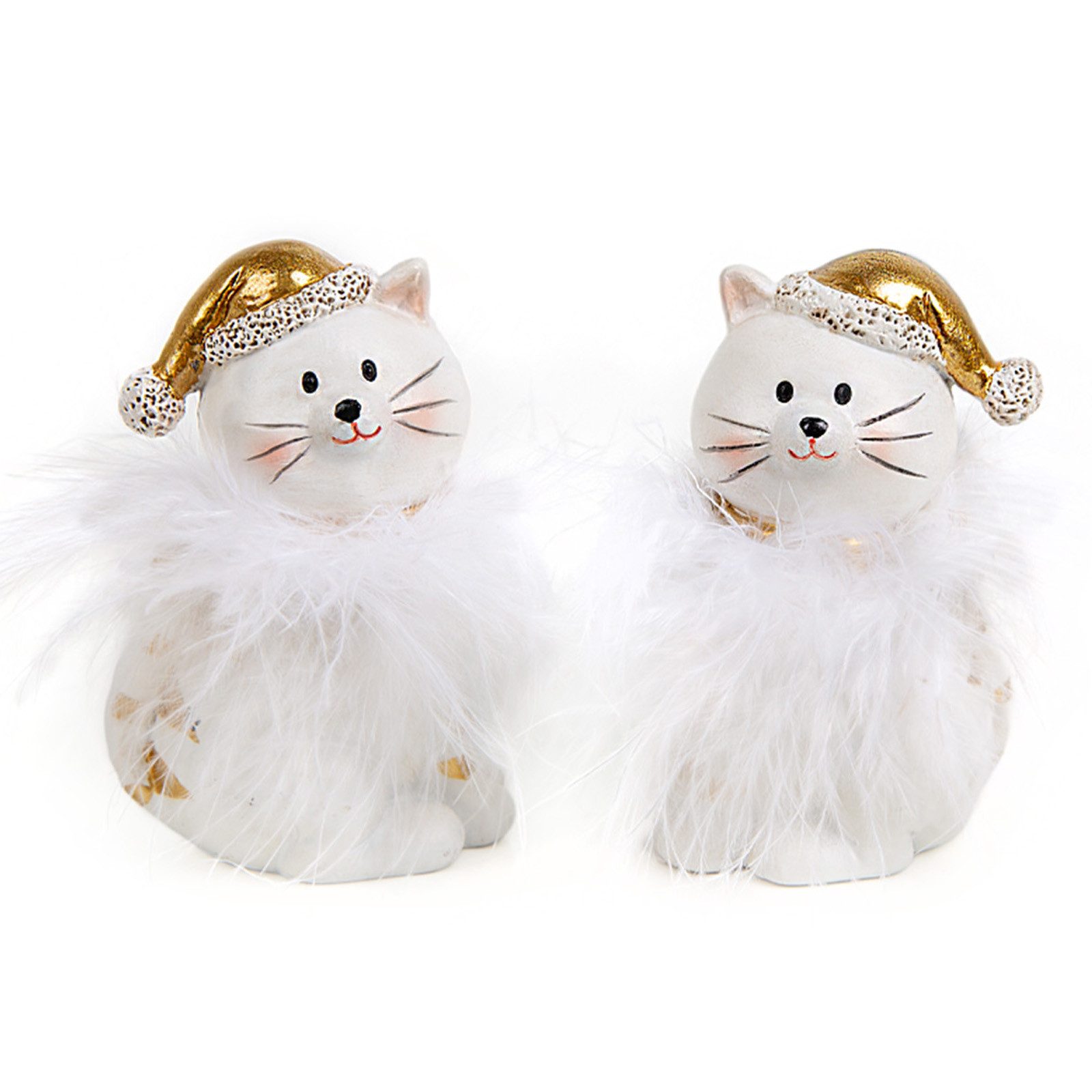 Weihnachtsfigur 2 Weihnachten Deko Katzen gold weiß