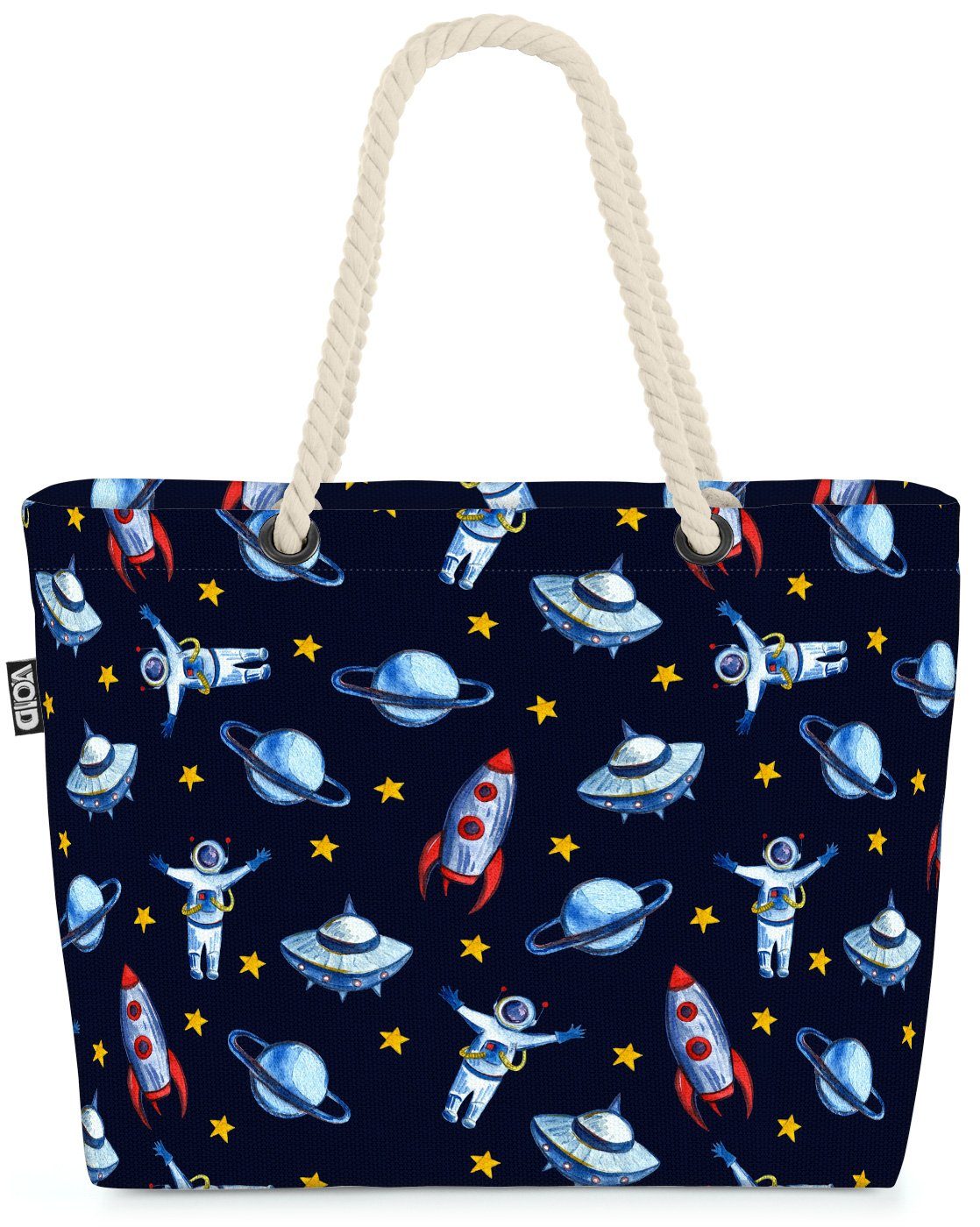 VOID Strandtasche (1-tlg), Astronauten Raketen Beach Bag Kinder Kinderzimmer Planeten Weltall Außerirdisch