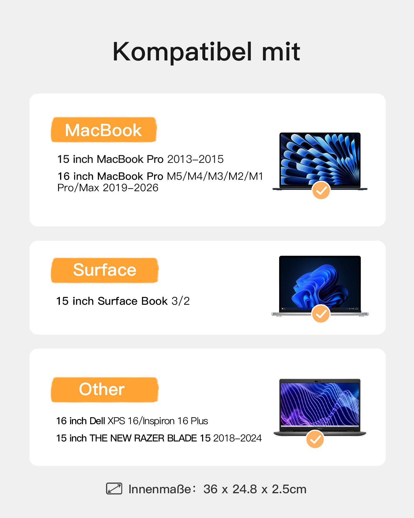 Inateck Laptop-Hülle 15.6 Zoll Laptoptasche Schutzhülle, für MacBook Pro 16 Zoll M5 – Bild 2 von 5