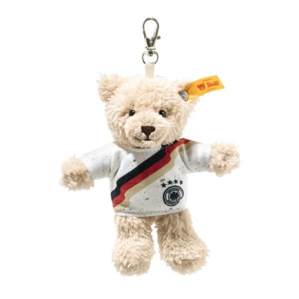 Steiff Kuscheltier Schlüsselanhänger Teddybär Ben DFB-Edition 12 cm Teddyanhänger 988844 (Teddy, Plüschtier, Stofftier, Stoffteddy, Plüschteddy), mit Fanoutfit