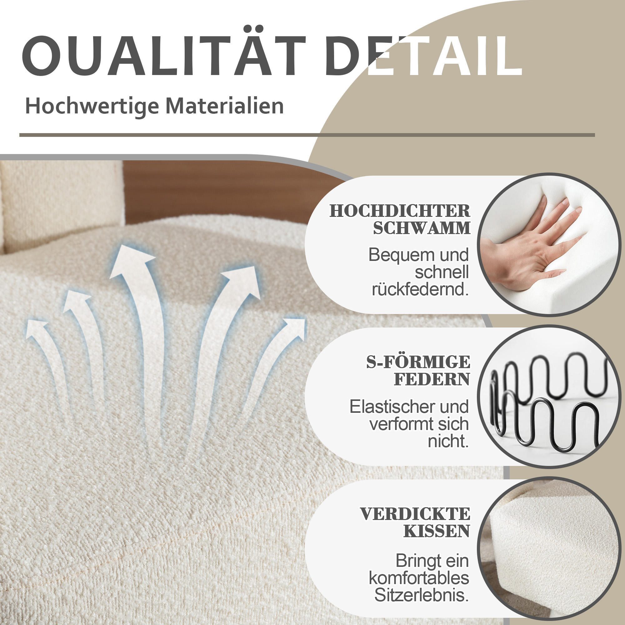 MODFU Drehstuhl 360-Grad-Schwenk-Cuddle-Fass-Akzentstühle (runde Sessel mit breiter Polsterung, flauschigem Stoffstuhl, 1 St), für Wohnzimmer, Schlafzimmer, Büro, Wartezimmer.